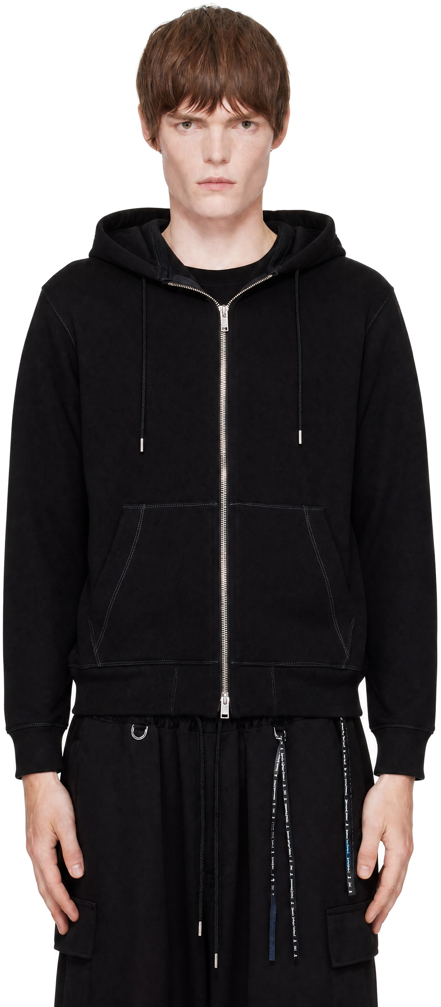 mastermind JAPAN - Black Stitched Zip Hoodie