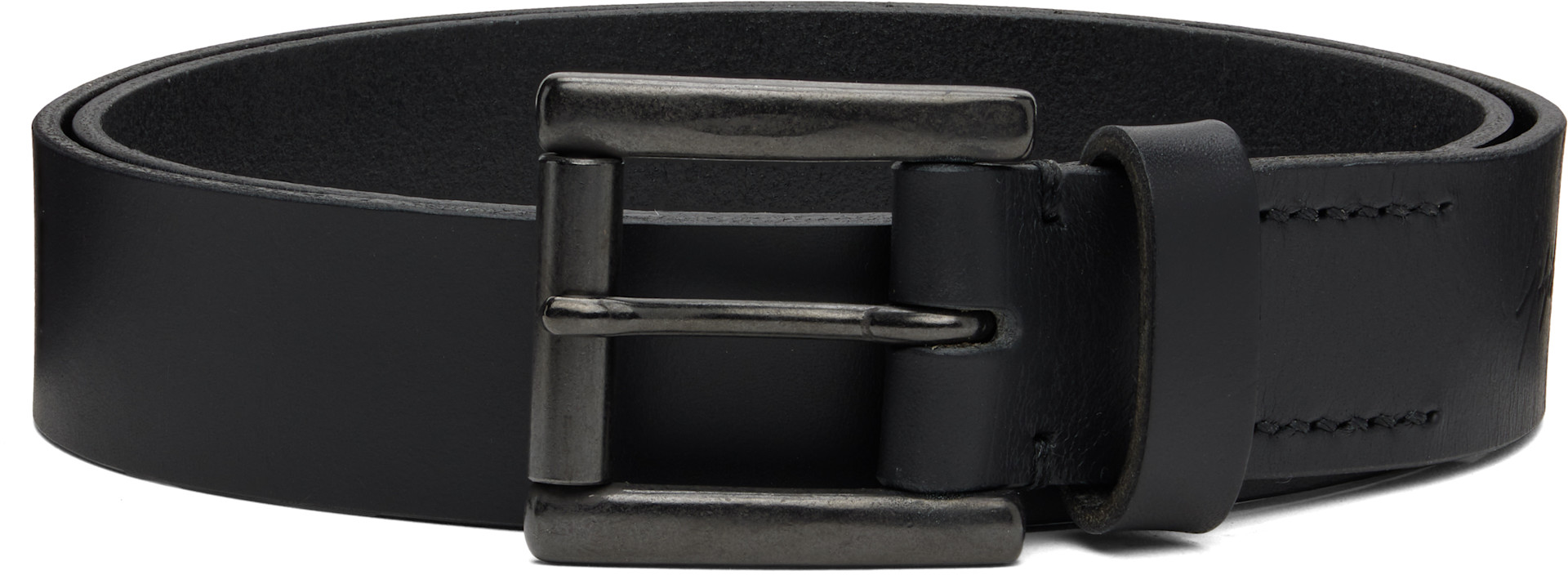 小物 Yohji Yamamoto +NOIR leather belt Black YOHJI YAMAMOTO: Black Matt Soft Leather 30mm Plain Belt | SSENSE