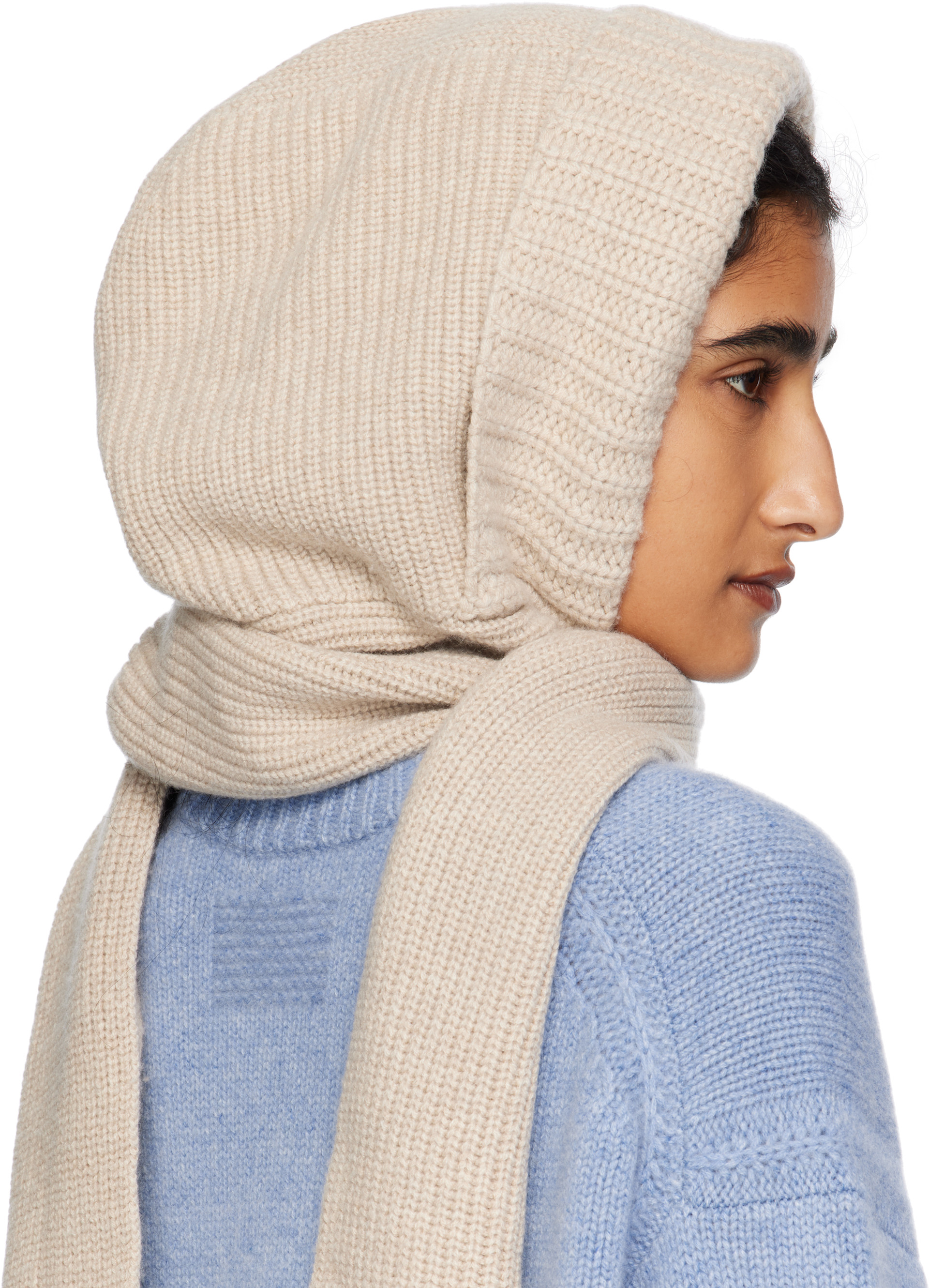 Yves Salomon: Beige Hooded Scarf | SSENSE Canada