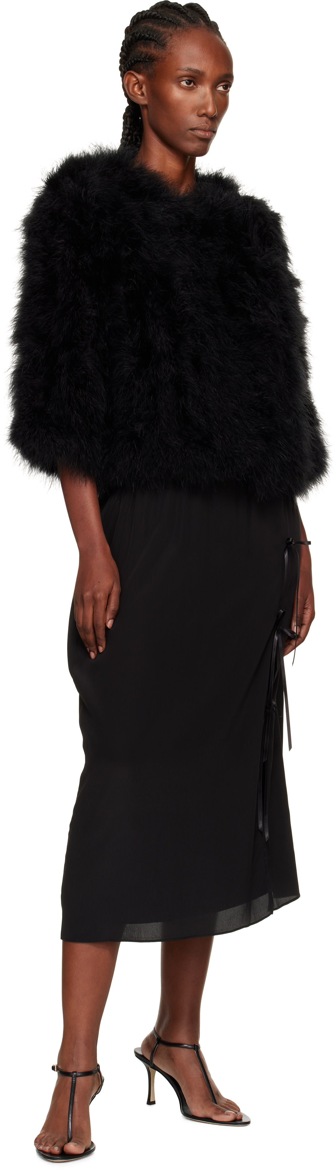 Yves Salomon: Black Short Feather Jacket | SSENSE