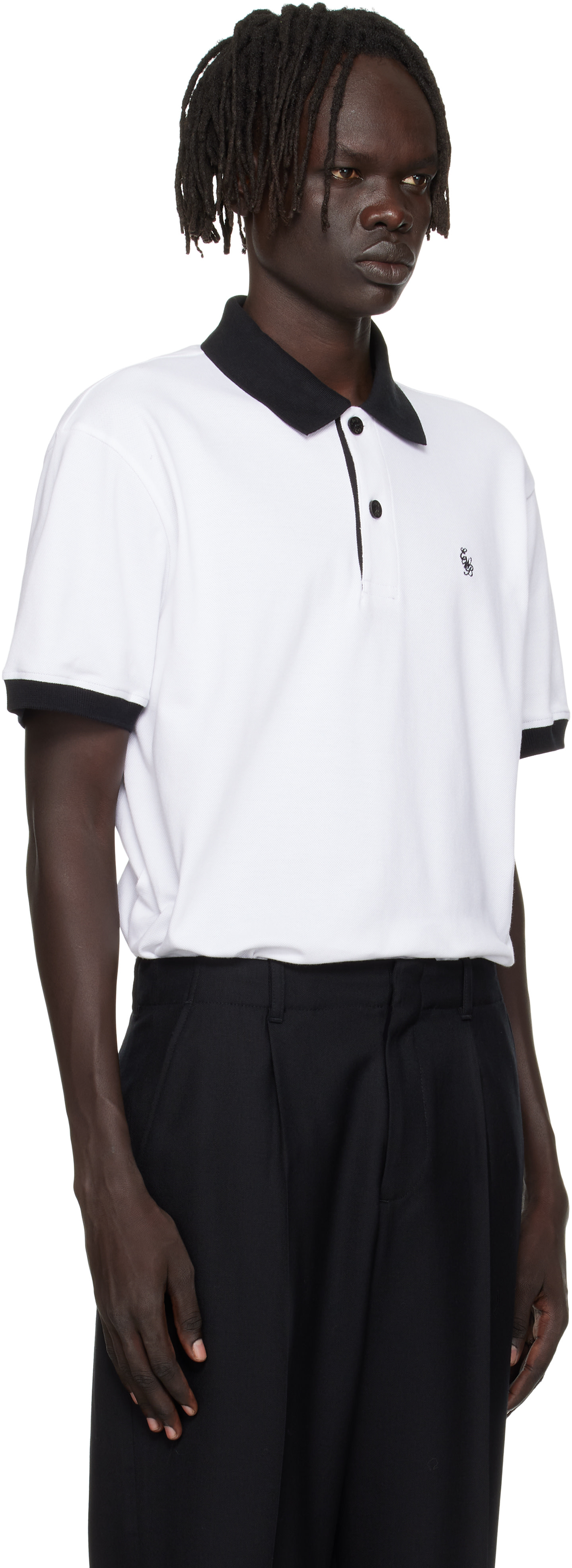 ERNEST W. BAKER ポロシャツ Ernest W. Baker: White & Black Striped Polo | SSENSE
