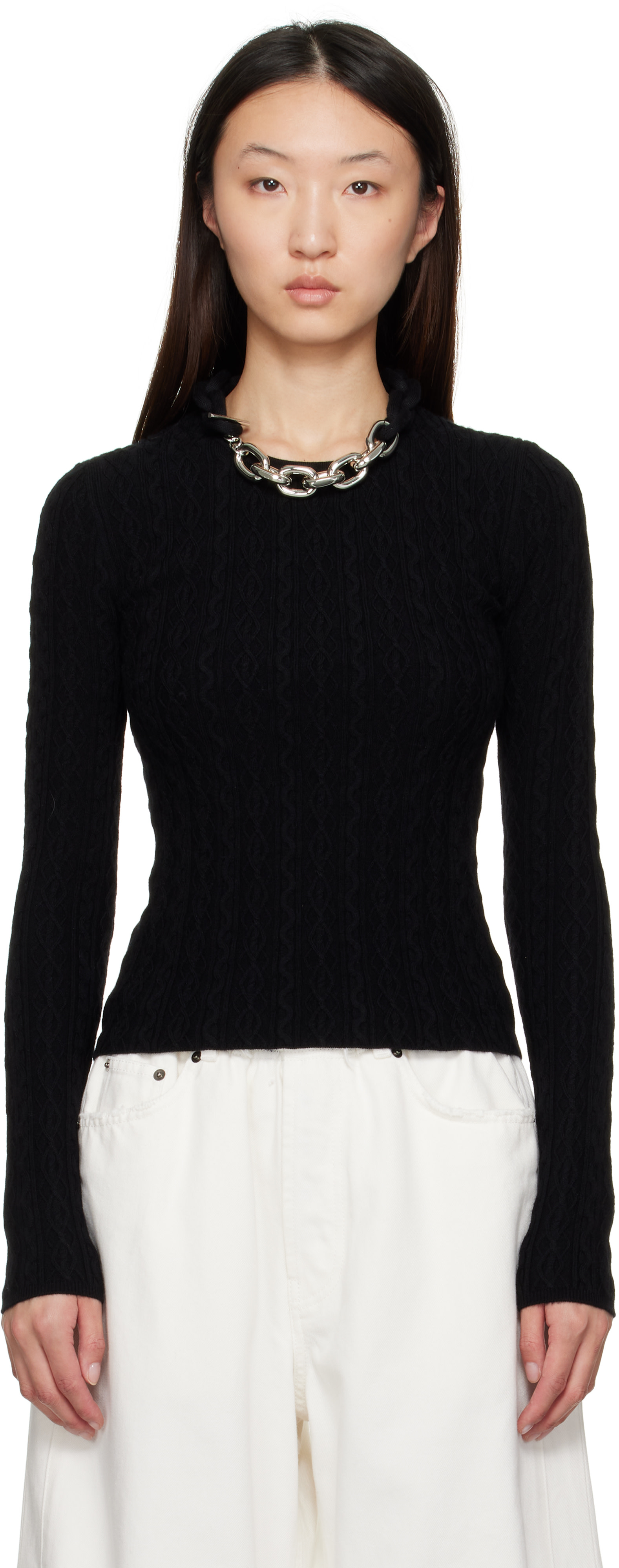 Rabanne - Pull noir en laine
