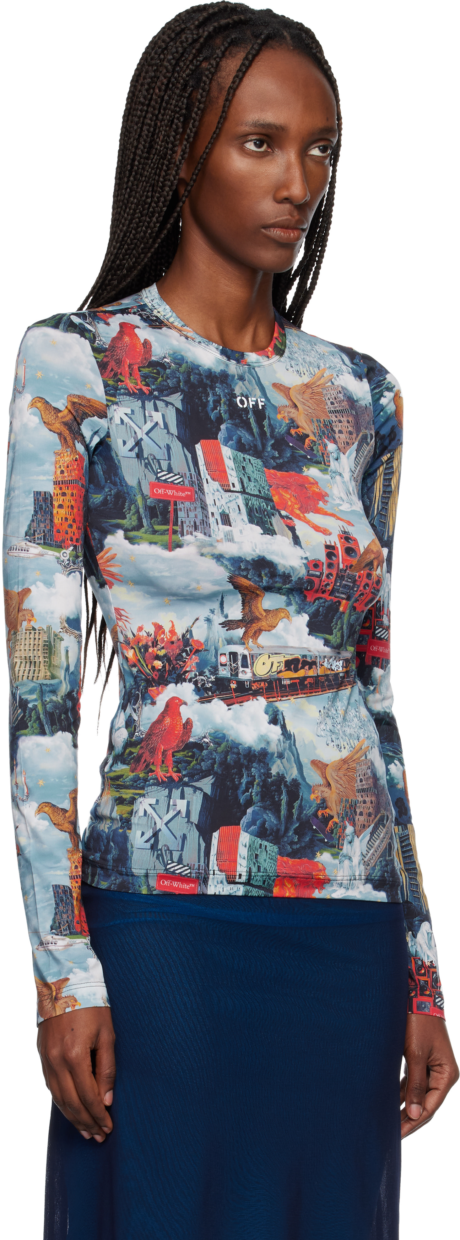 Off-White: Multicolor World Paint Second Skin Crew T-shirt | SSENSE