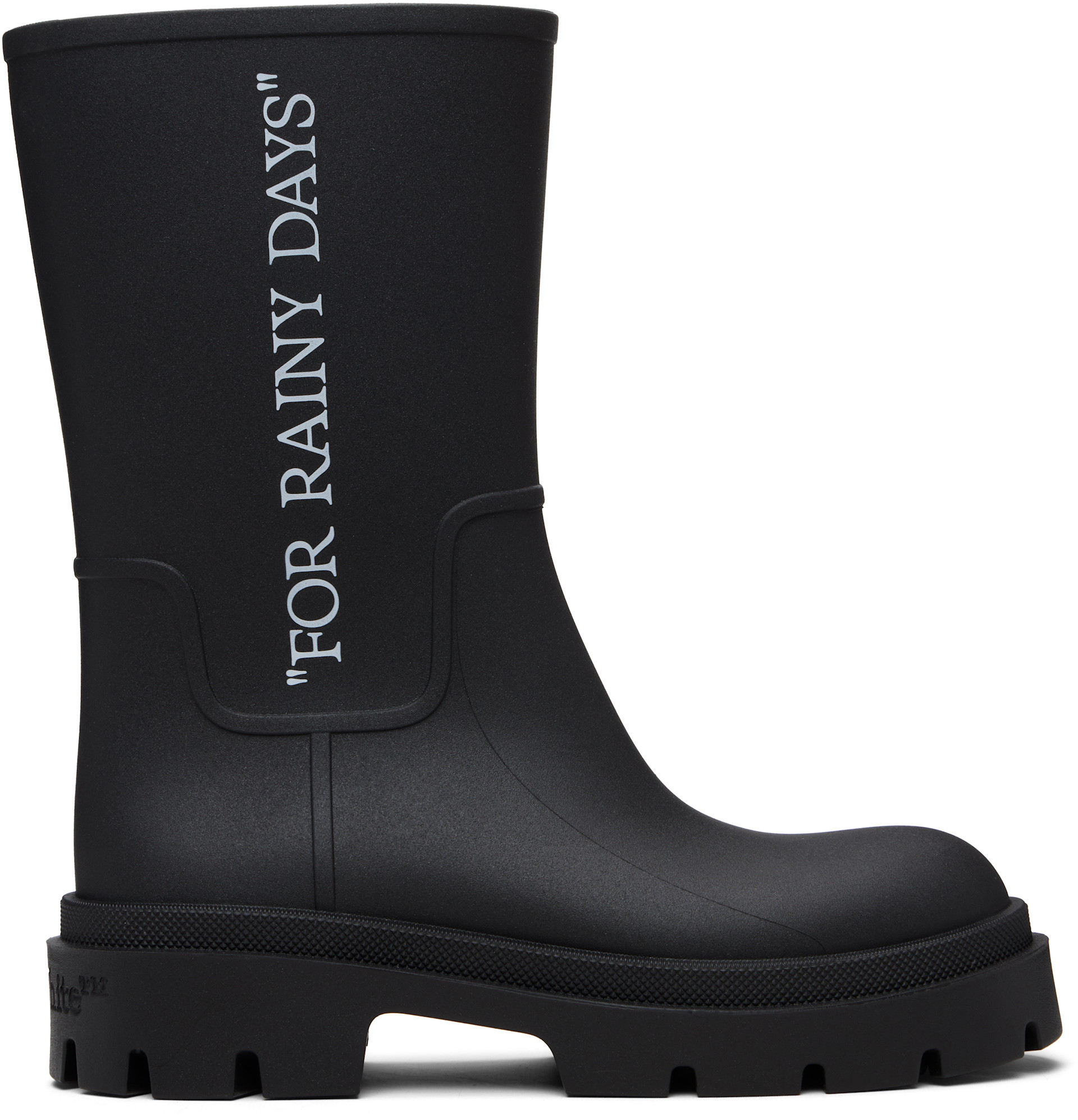 Off-White: Black Reboot 'Rainy Days' Boots | SSENSE