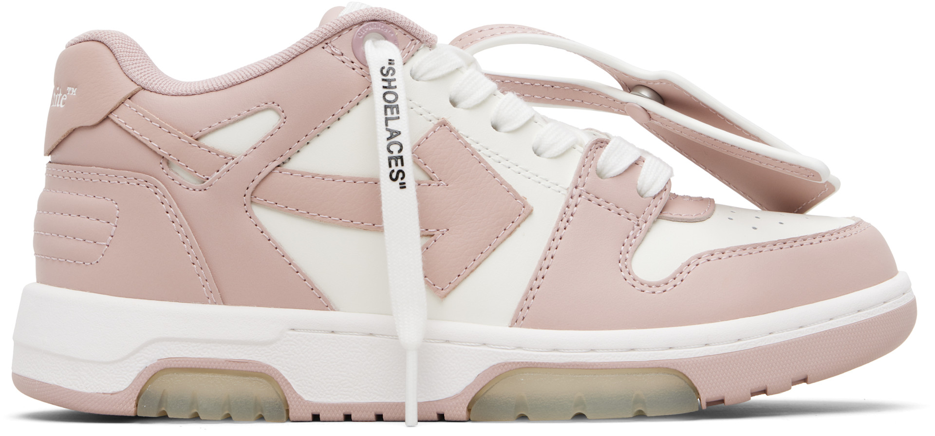 Off-White: White & Pink Out Of Office Calf Leather Sneakers | SSENSE