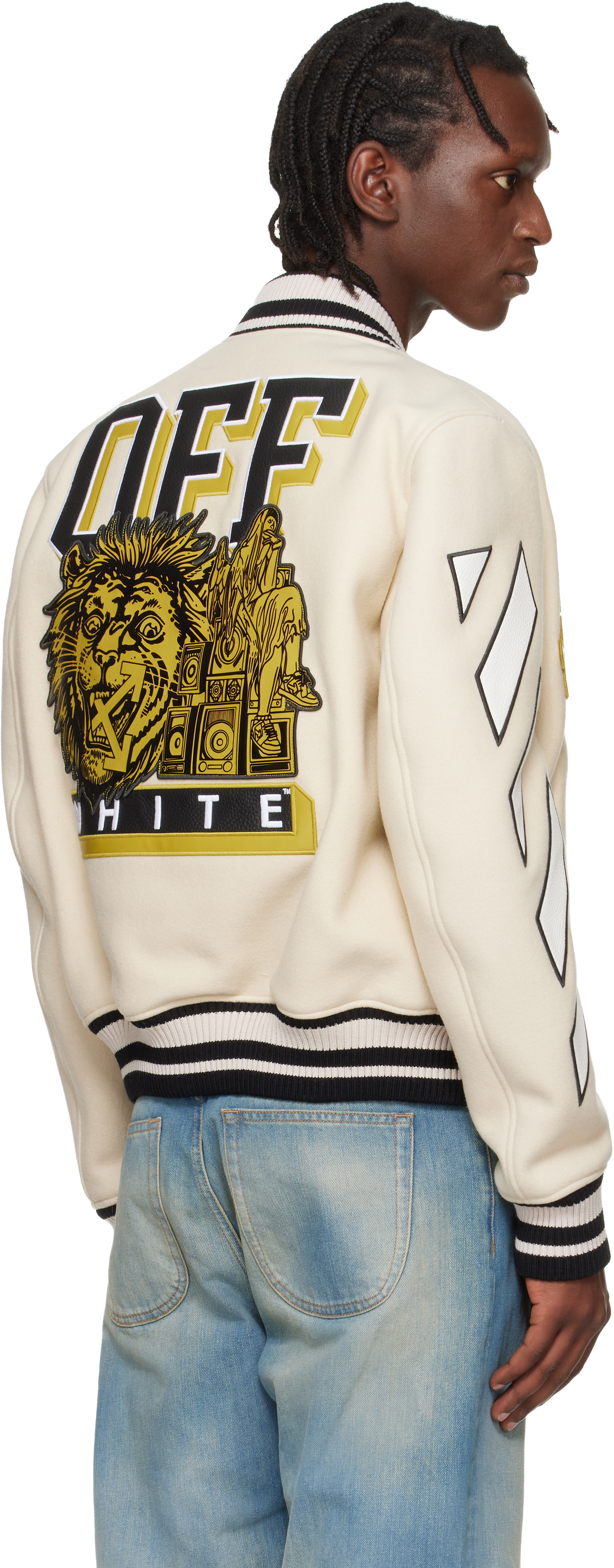 Off-White: オフホワイト Lion Wool Varsity ボンバージャケット
