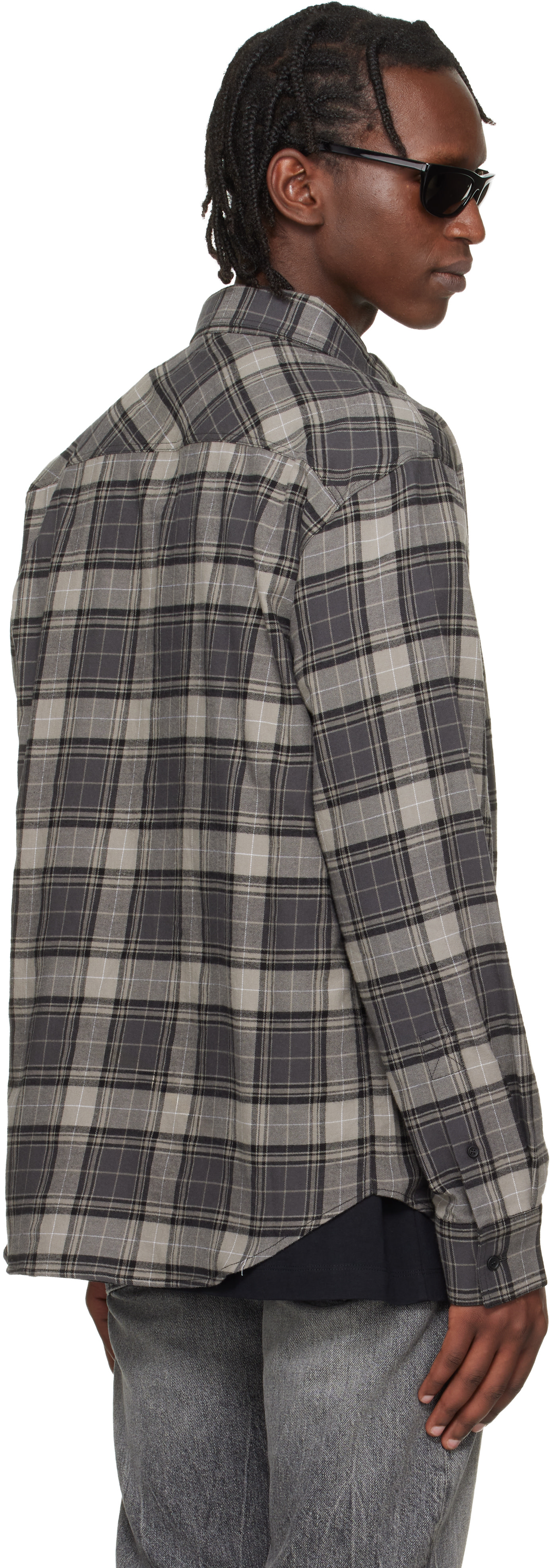 Off-White: Gray Spray Book Check Flannel Shirt | SSENSE