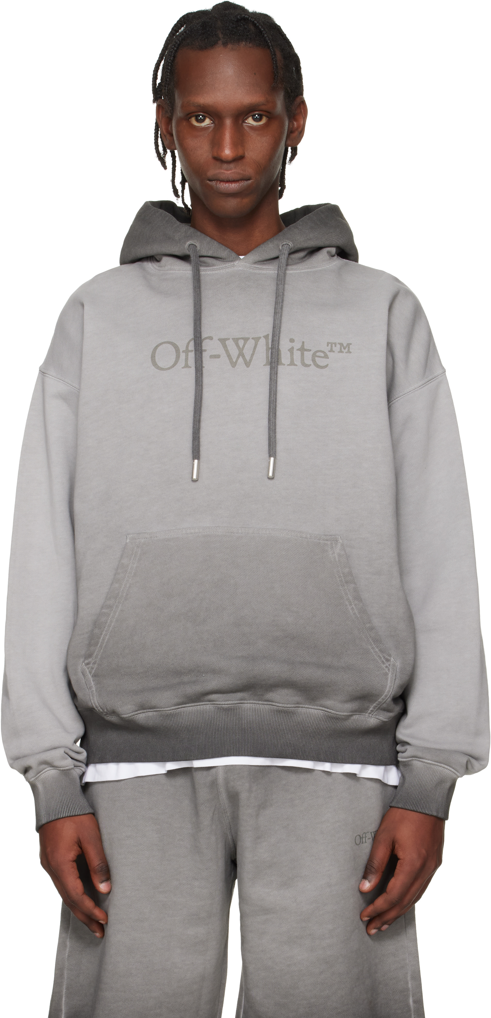 Off-White - 그레이 런드리 스케이트 후디