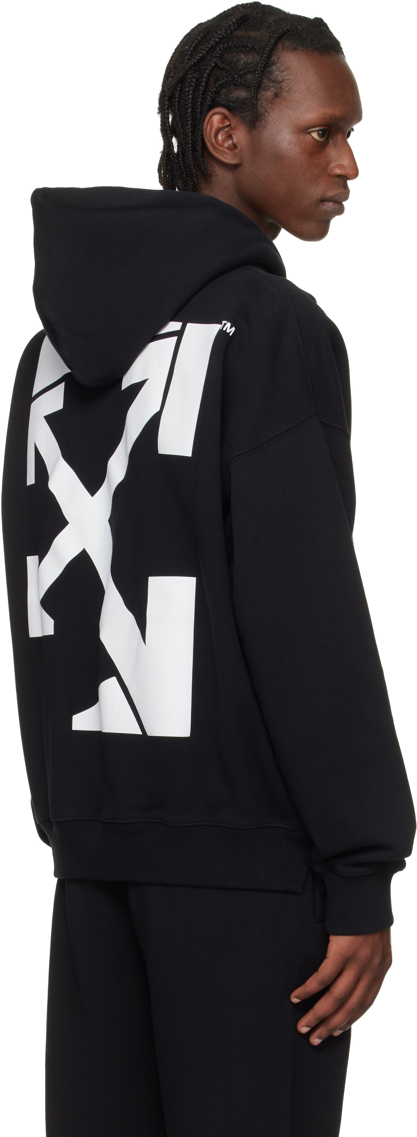 Off-White: Black Run Arrow Skate Hoodie | SSENSE