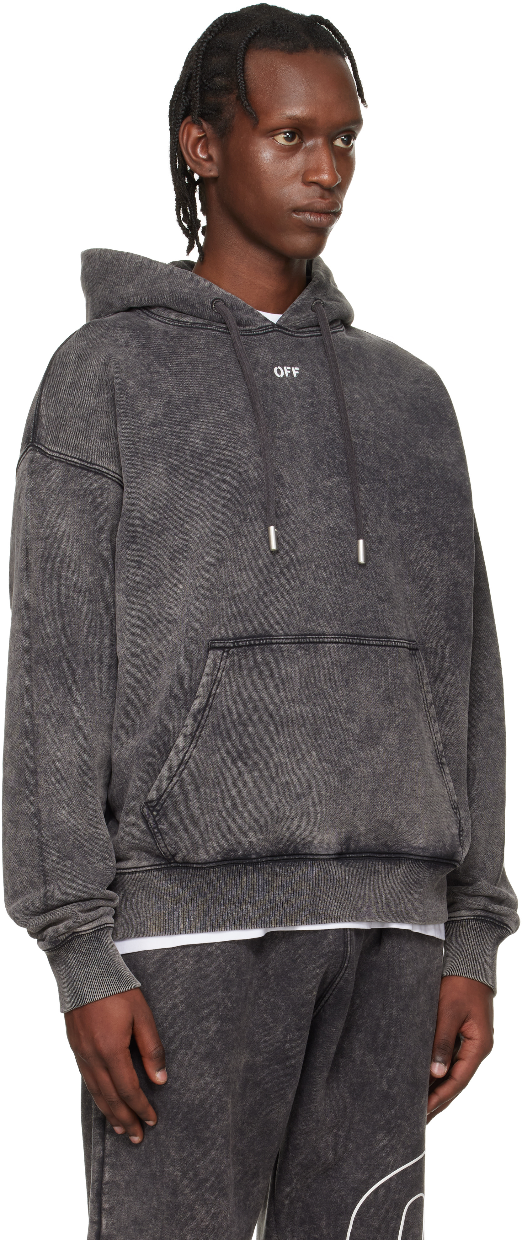 Off-White - Pull à capuche de planchiste gris à logo