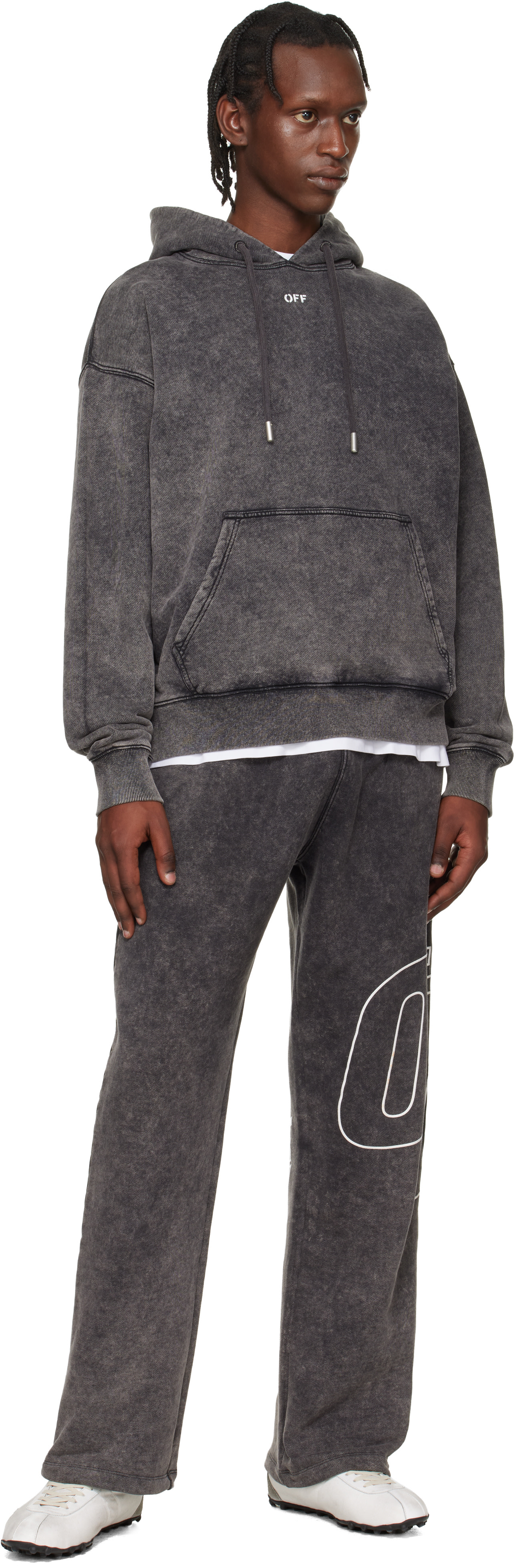 Off-White - Pull à capuche de planchiste gris à logo