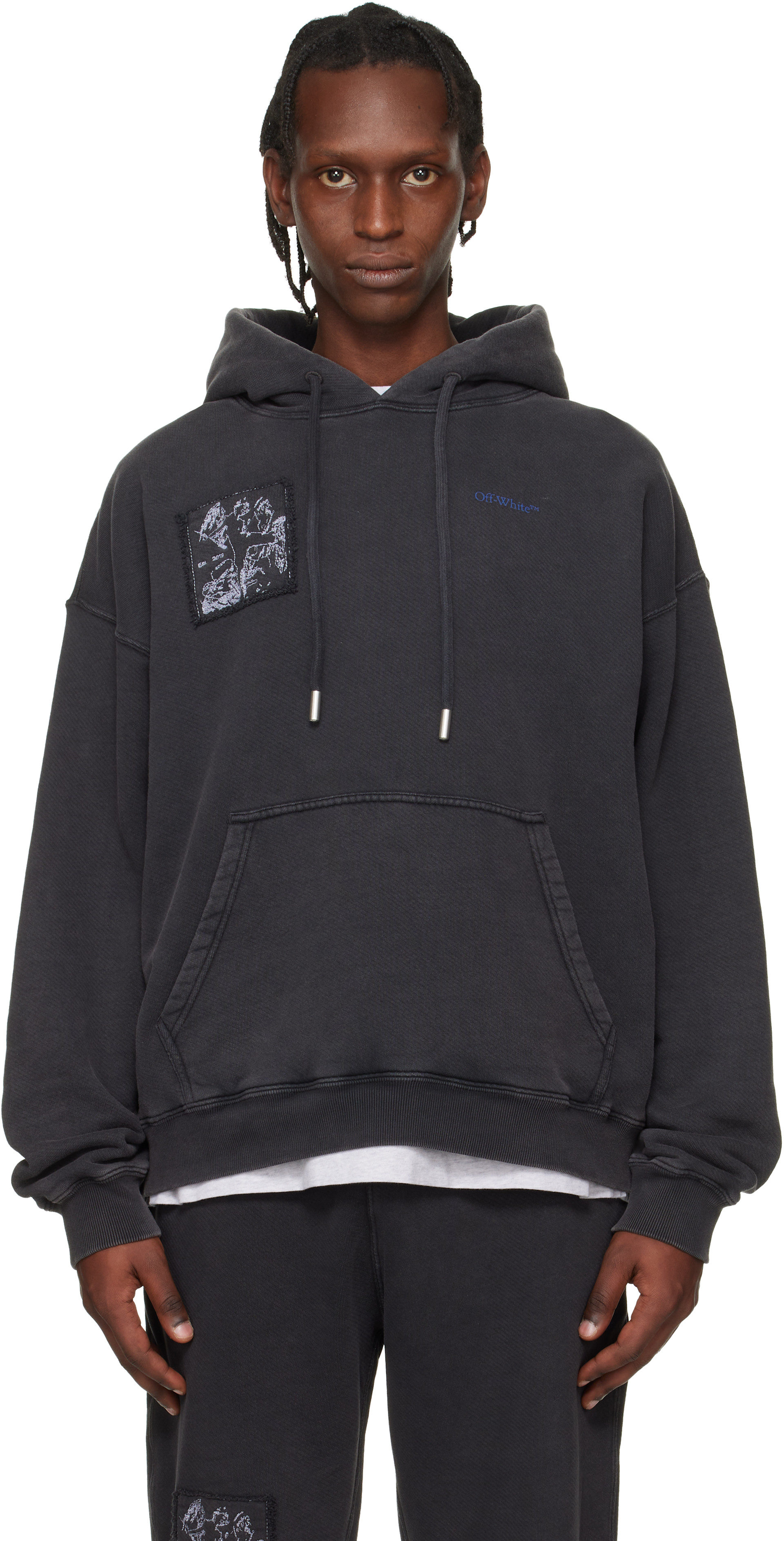 カ*プ様 OFF-WHITE ペイント風フーディ ブラック Off-White: ブラック Faded Painting フーディ | SSENSE 日本