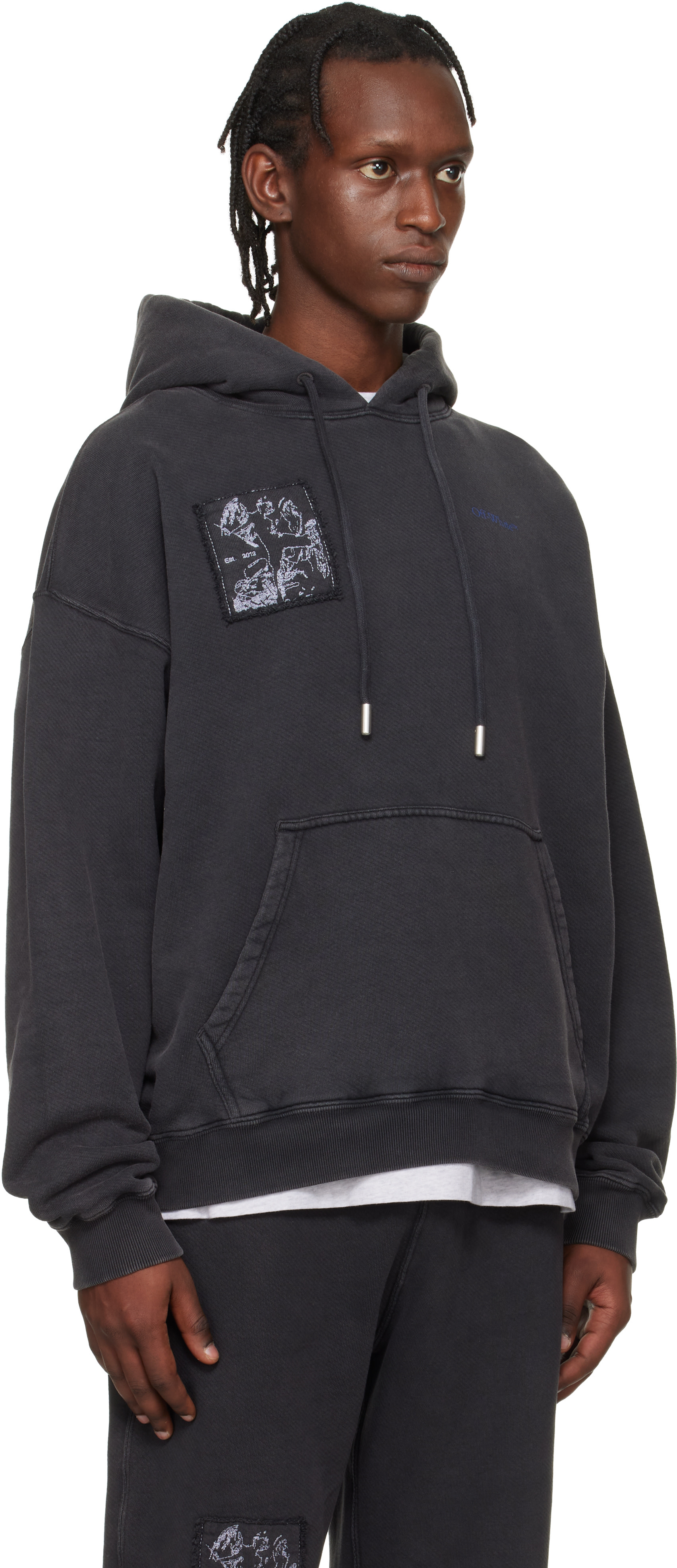 カ*プ様 OFF-WHITE ペイント風フーディ ブラック Off-White: ブラック Faded Painting フーディ | SSENSE 日本