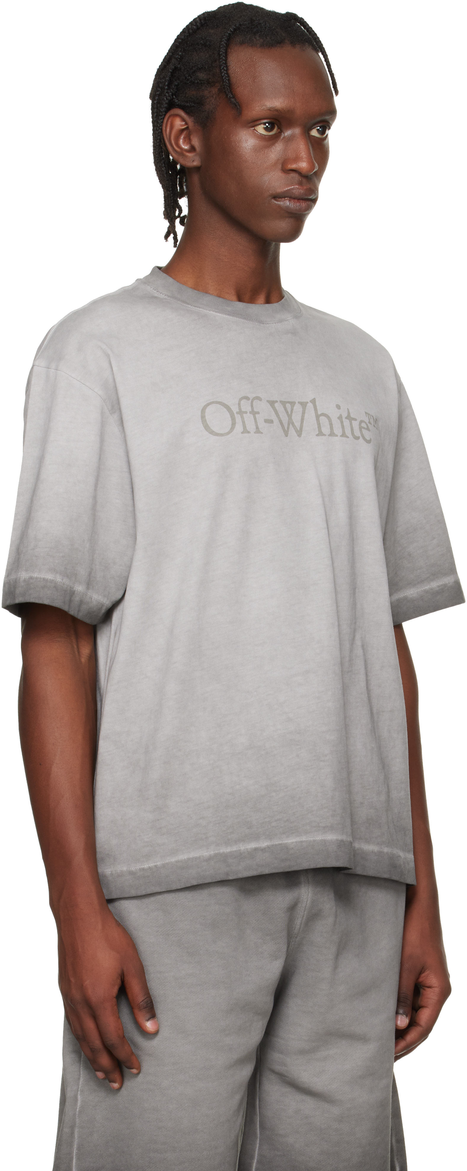 Off-White: Gray Laundry Skate Logo T-shirt | SSENSE