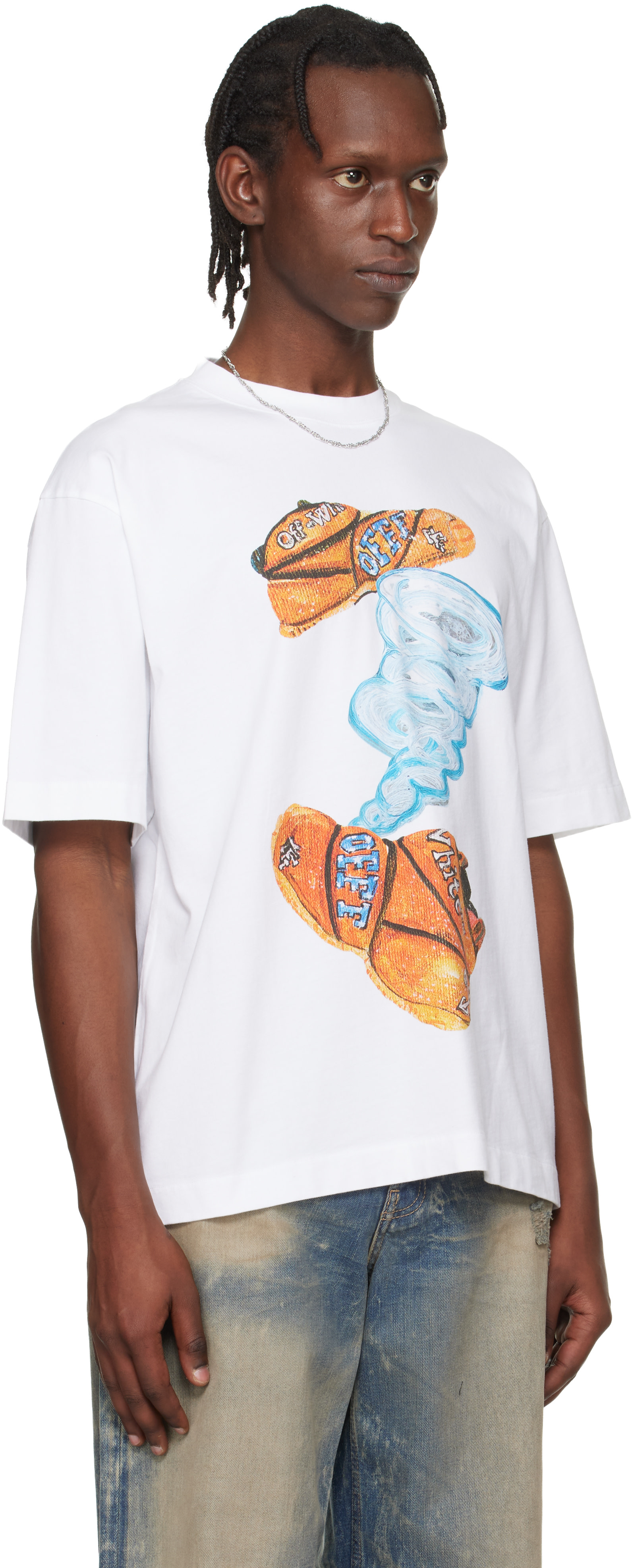 Off-White: White Gregory Shimada Edition Diagonal Skate T-shirt