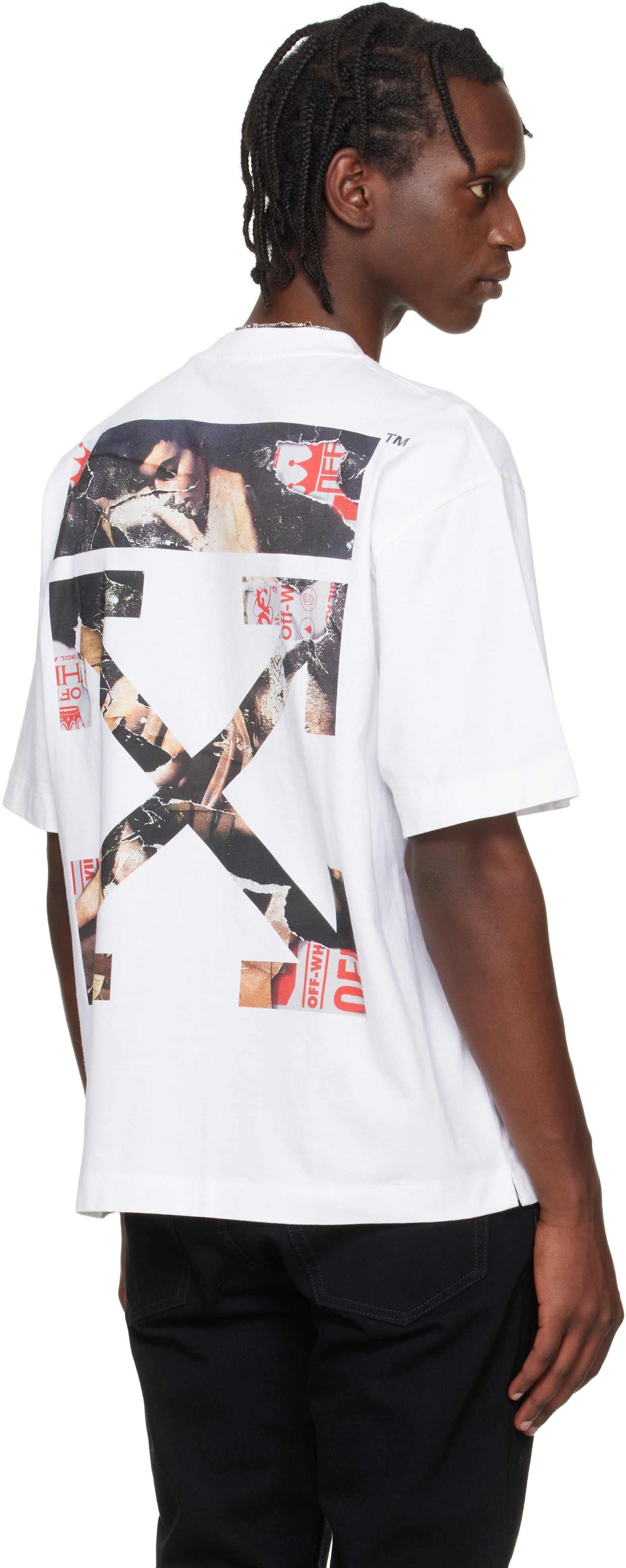 Off-White: White Paint Arrow Skate Logo T-shirt | SSENSE