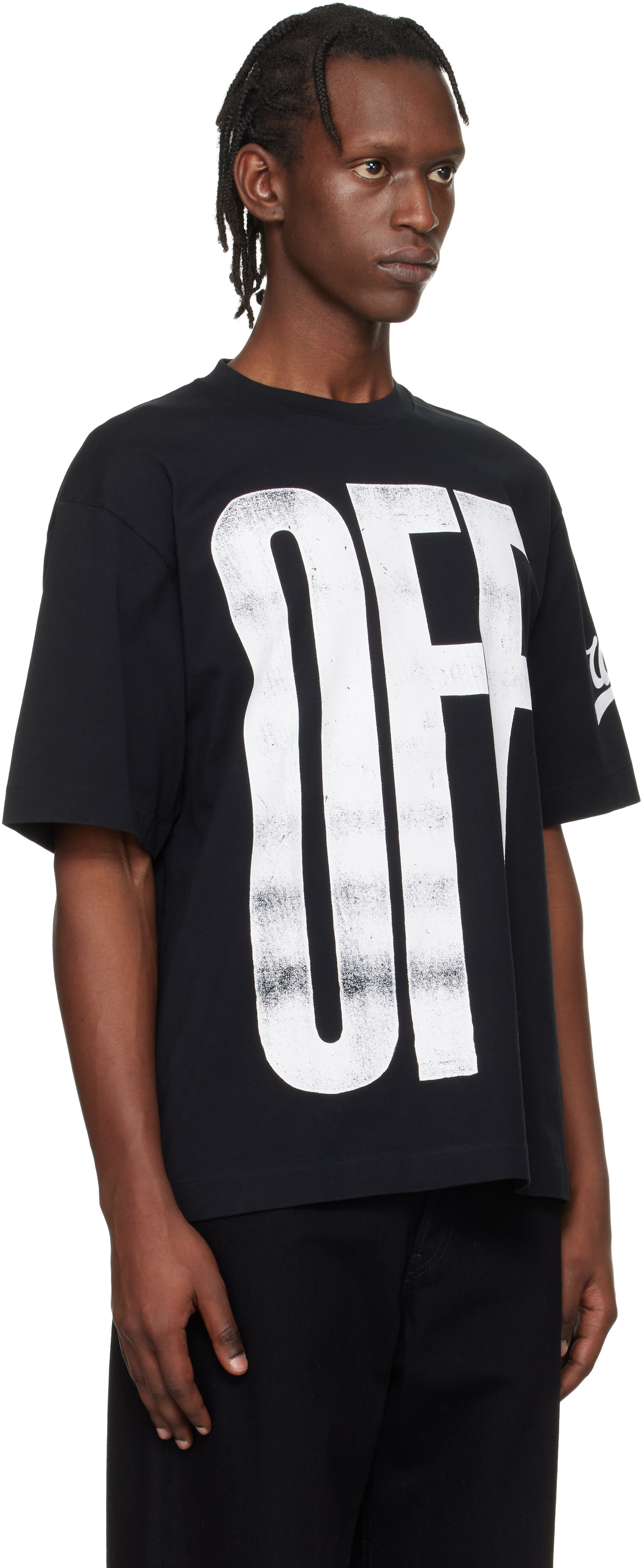 ciota Recycle Cotton T-shirt White×Black Off-White: Black Big Off Diagonal Skate Logo T-shirt | SSENSE