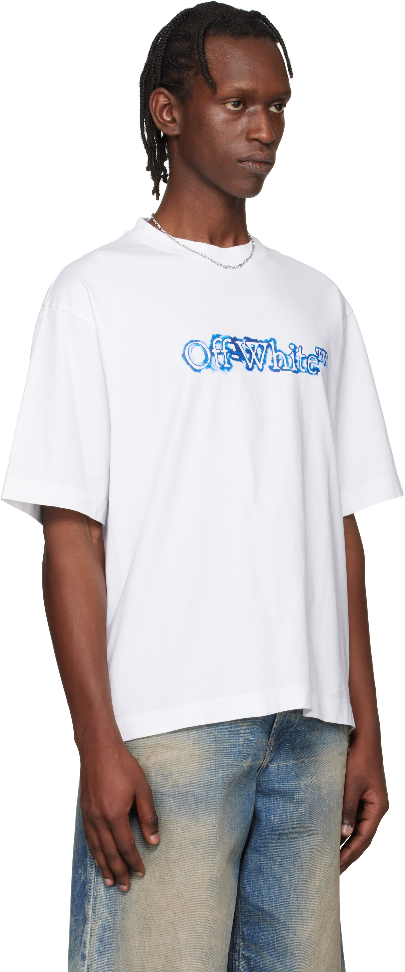 Off-White: ホワイト Cloudy Arrow Skate ロゴ Tシャツ | SSENSE 日本