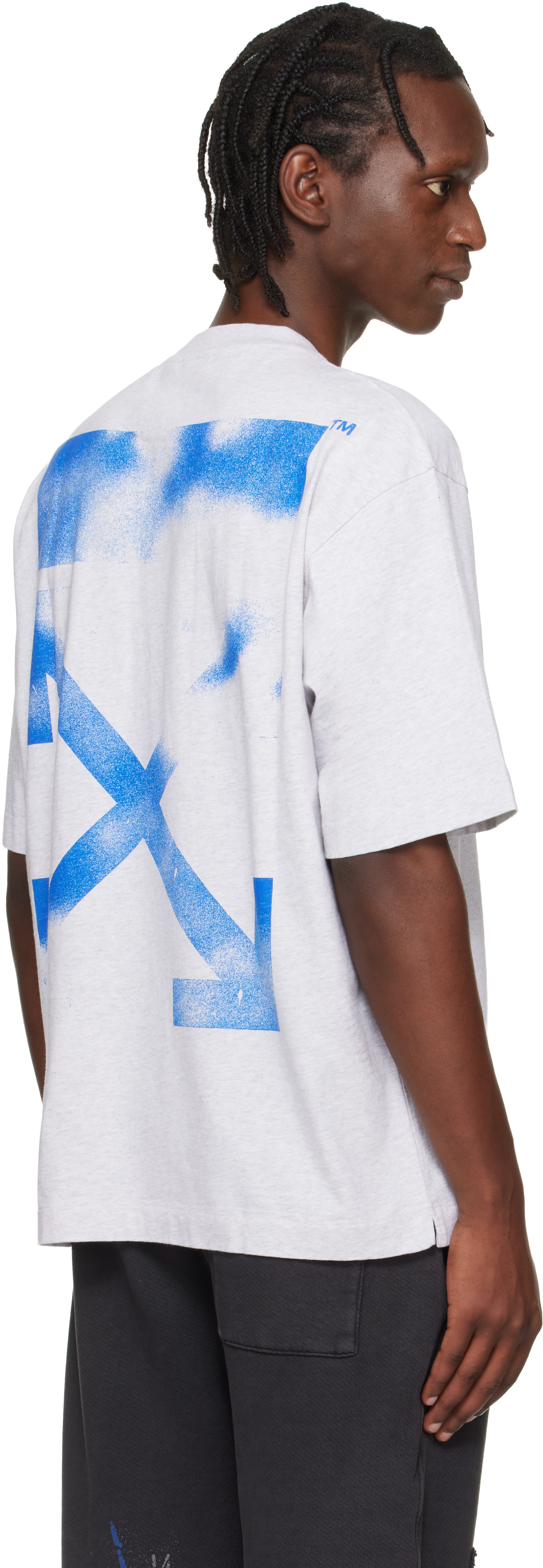 Off-White: Gray Stencil Arrow Skate Logo T-shirt | SSENSE