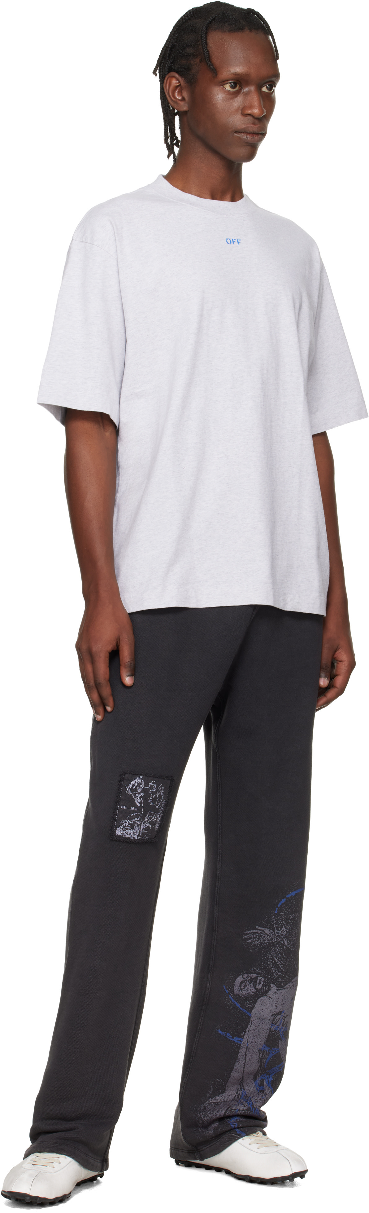 Off-White: Gray Stencil Arrow Skate Logo T-shirt | SSENSE