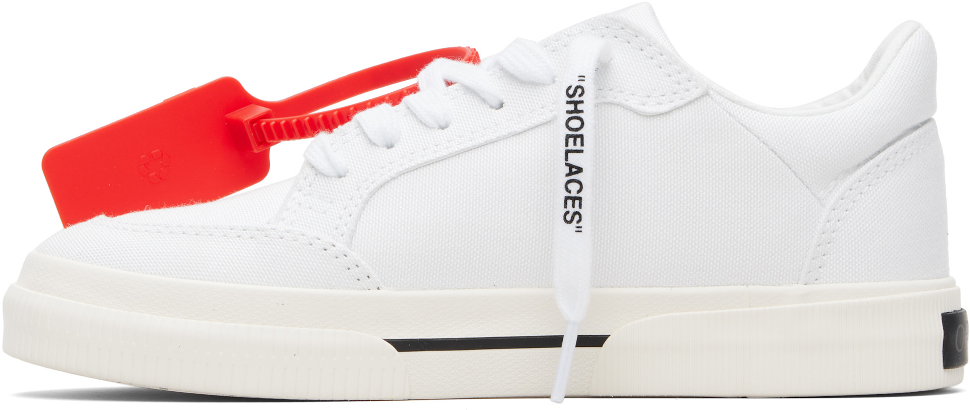 Off-White - ホワイト&ブラック バルカナイズ ローカットスニーカー