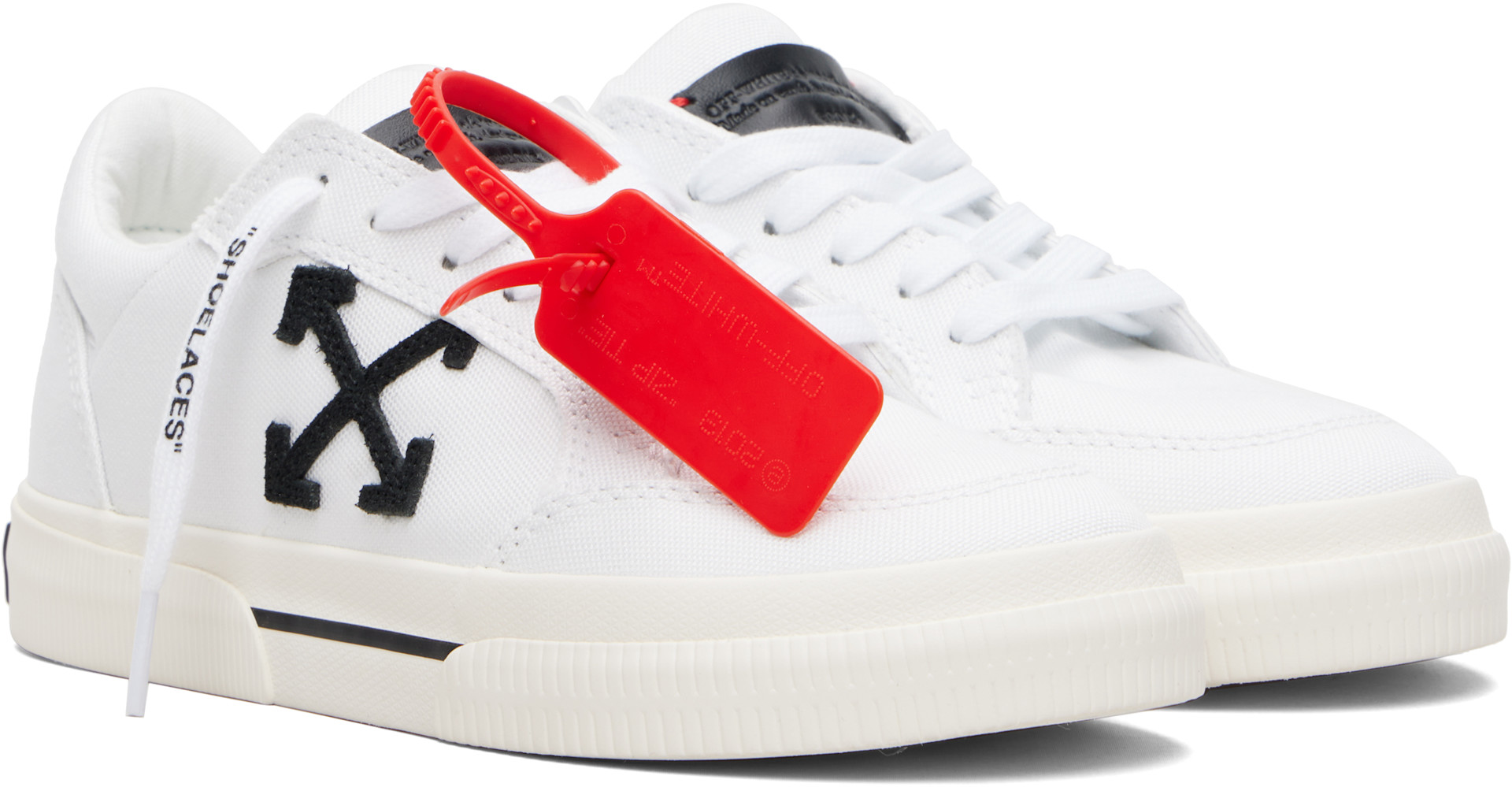Off-White - ホワイト&ブラック バルカナイズ ローカットスニーカー