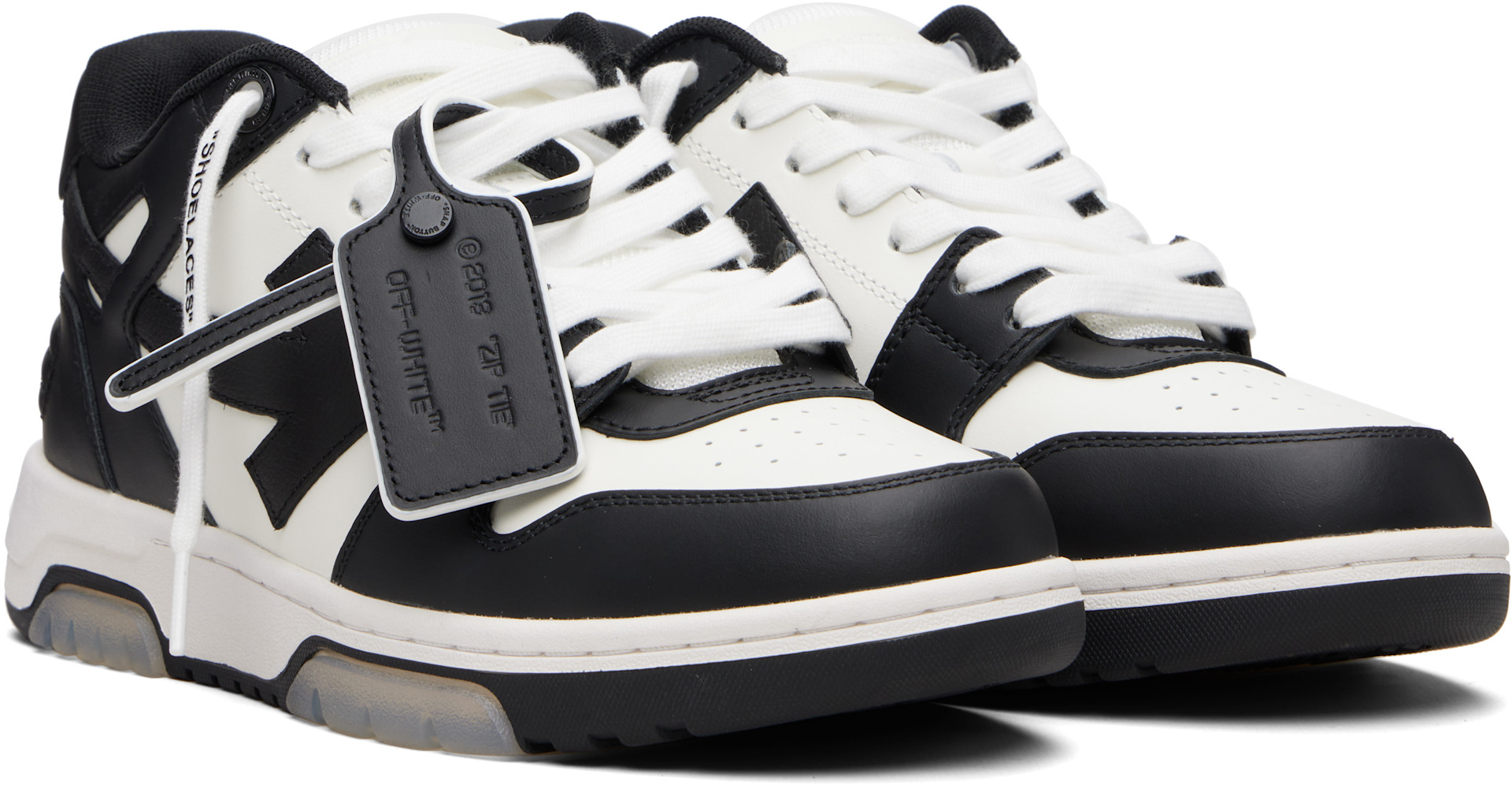 Off-White: ホワイト＆ブラック Out Of Office カーフレザー 