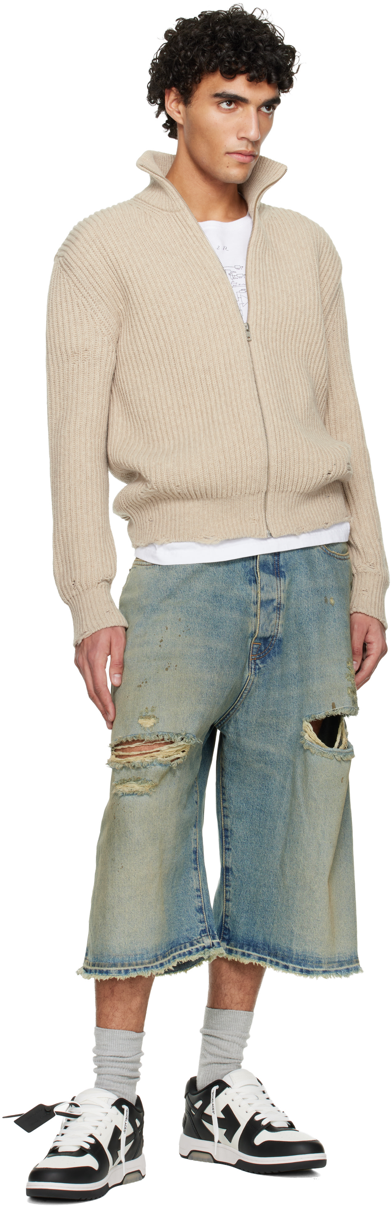 【新品　定価17.7万】Off-White 　カーフレザースニーカー 42 Off-White: ホワイト＆ブラック Out Of Office カーフレザー