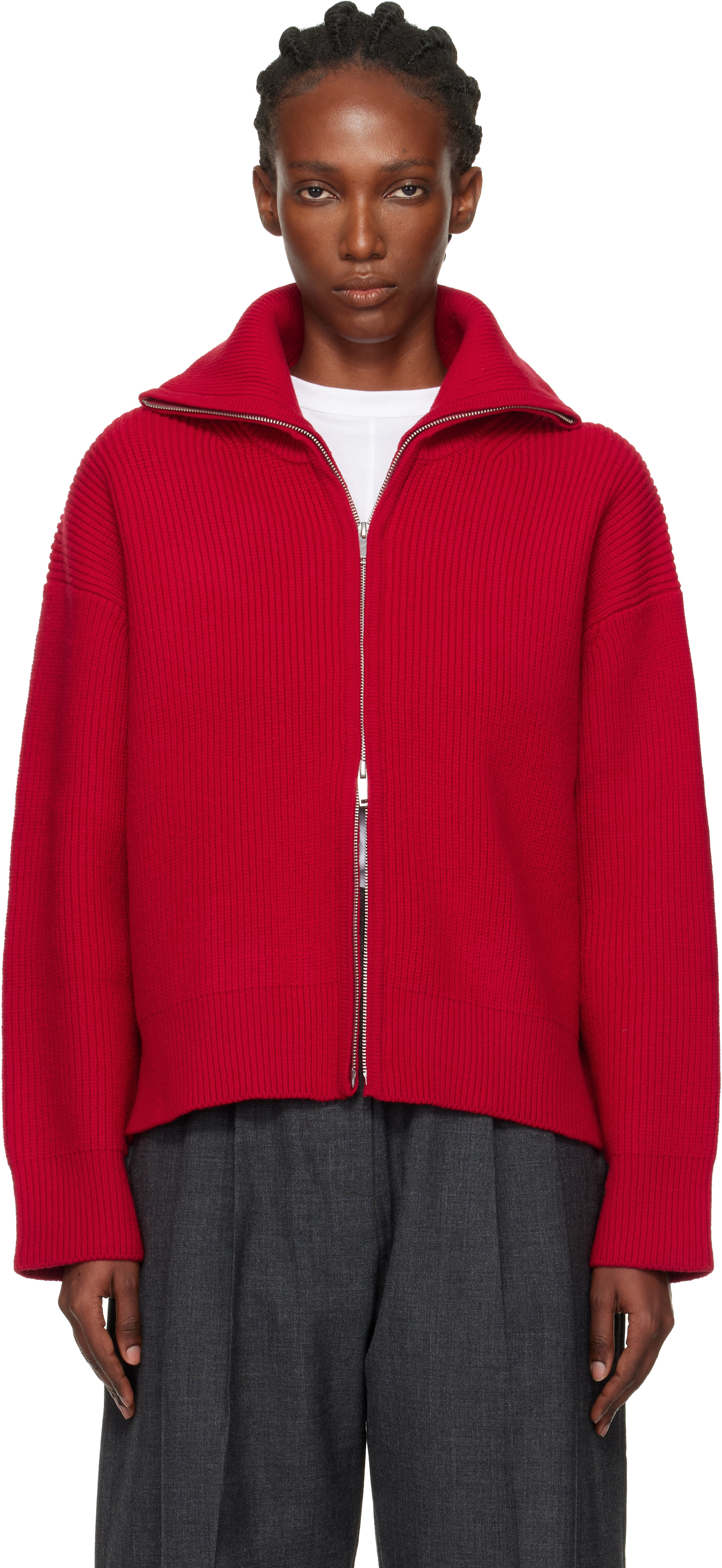 Studio Nicholson: Red Sandos Knit Jacket | SSENSE Thailand