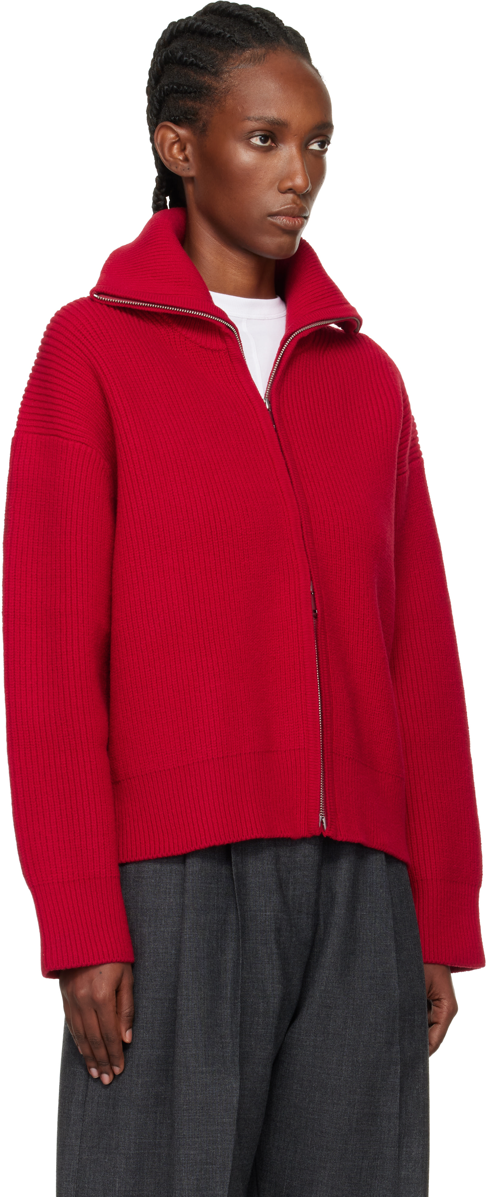 Studio Nicholson: Red Sandos Knit Jacket | SSENSE Thailand