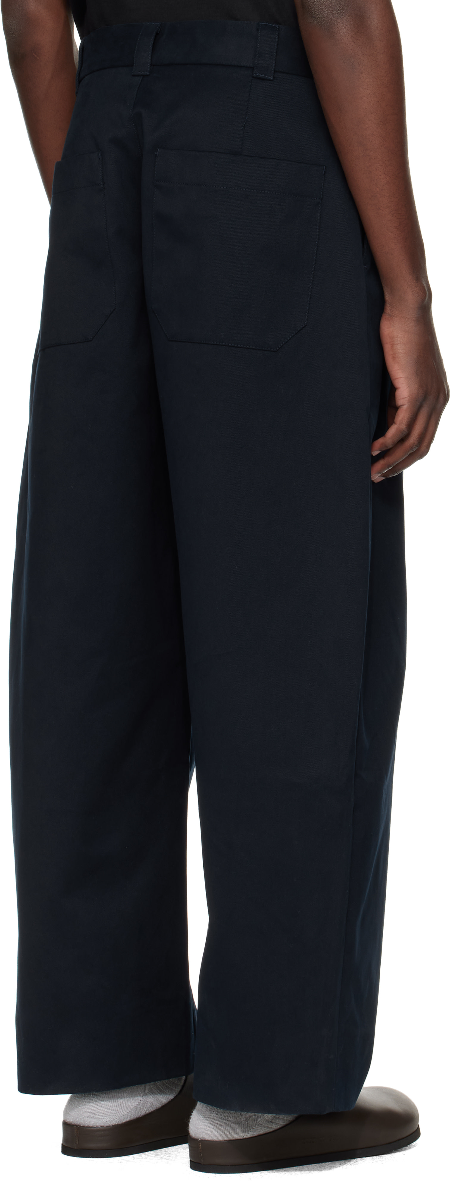 Studio Nicholson: Navy Sorte Trousers | SSENSE