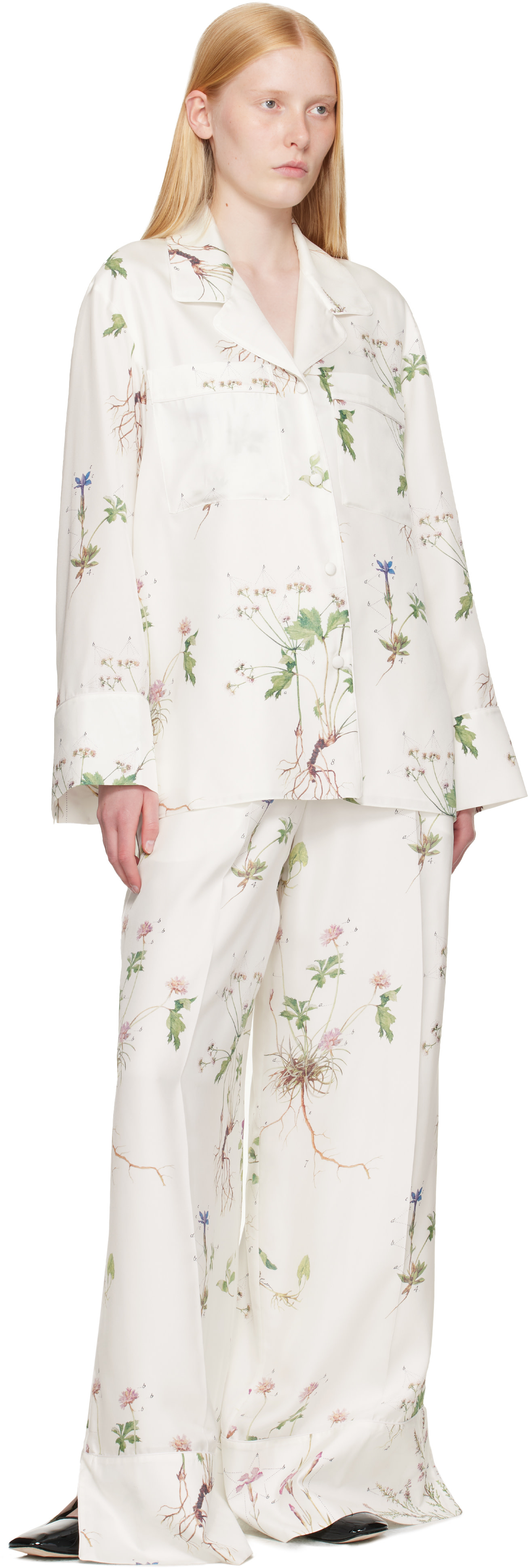 Erdem - Pantalon de pyjama blanc