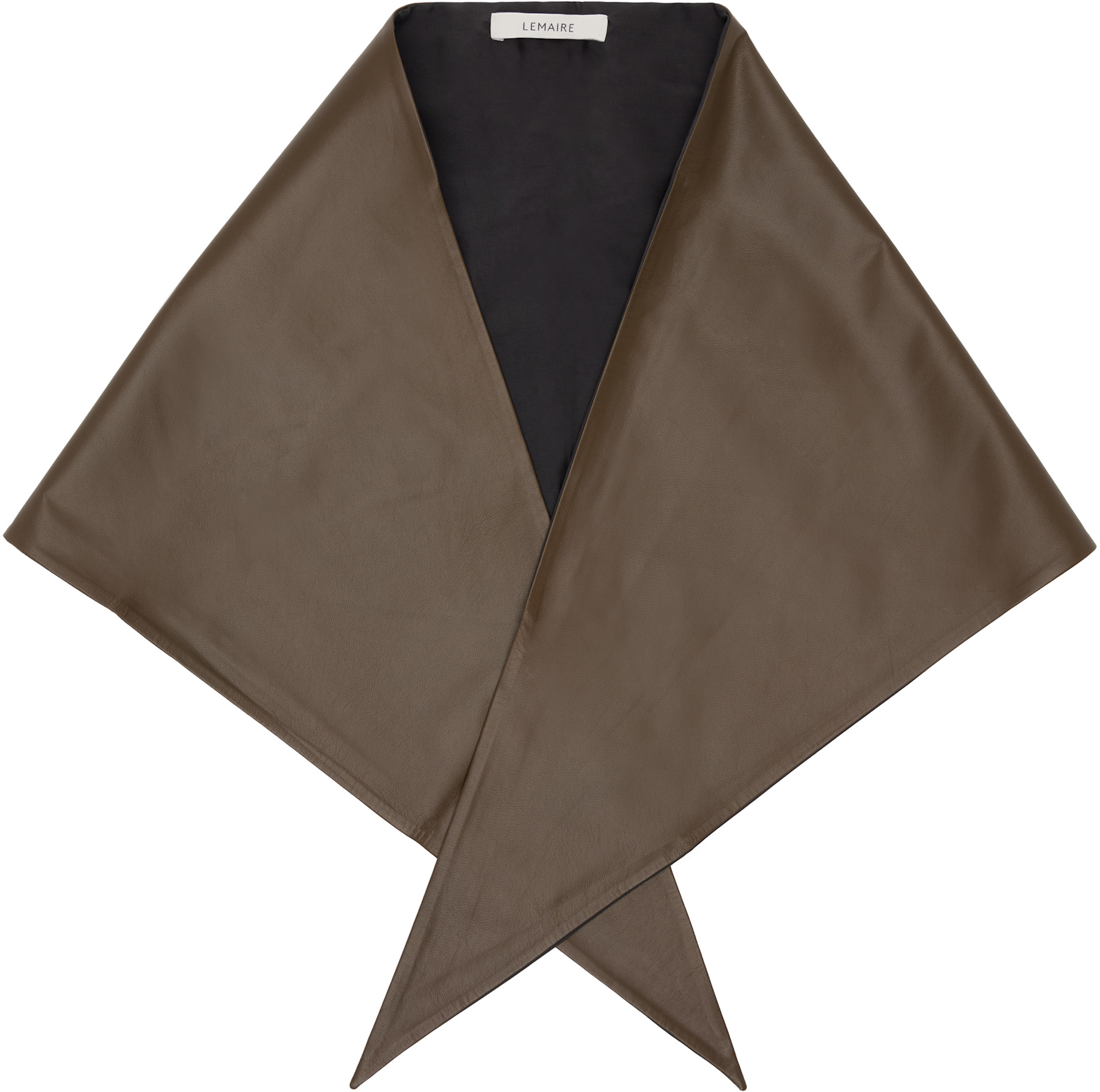 LEMAIRE: Khaki Large Leather Triangle Scarf | SSENSE