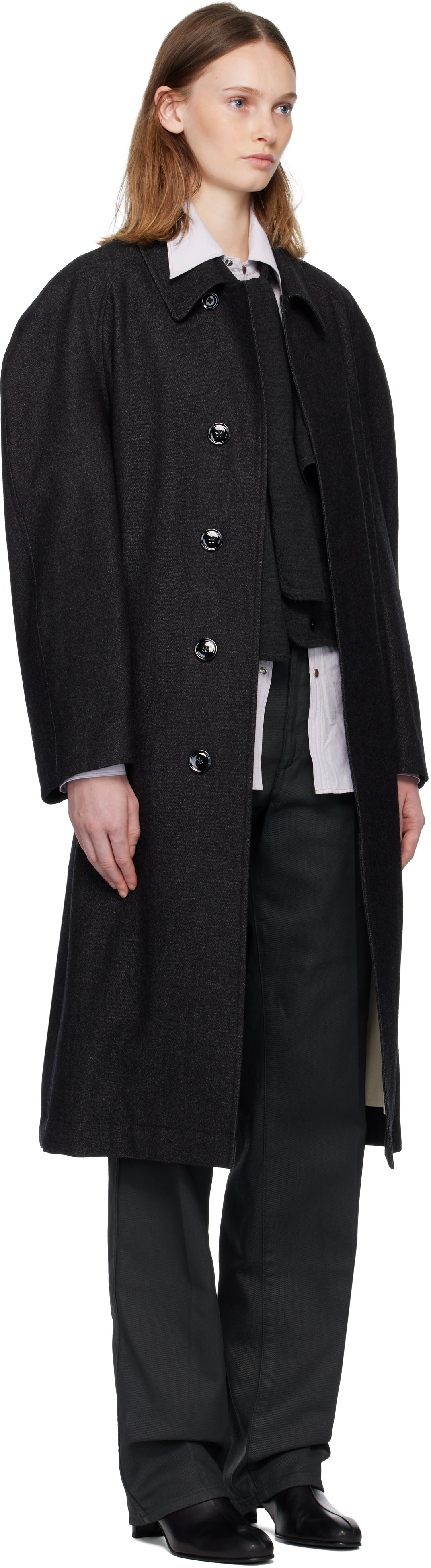 LEMAIRE: Gray Raglan Sleeve Coat | SSENSE