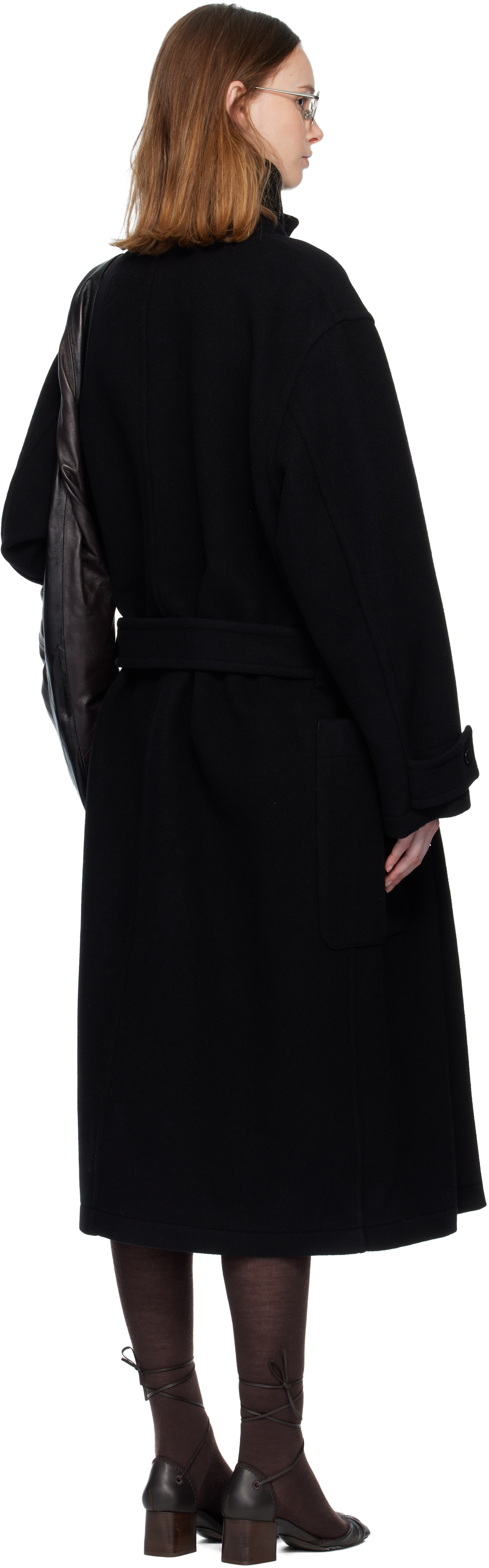 LEMAIRE: Black Wrap Coat | SSENSE Switzerland