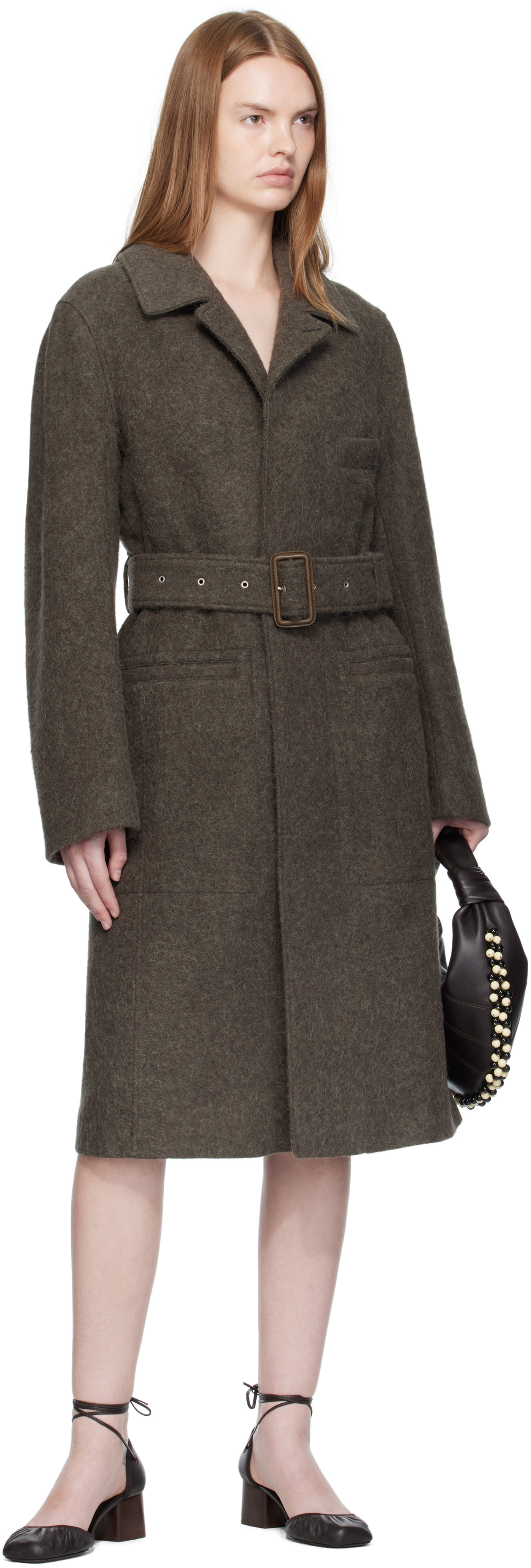 LEMAIRE: Khaki Belted Tailored Coat | SSENSE