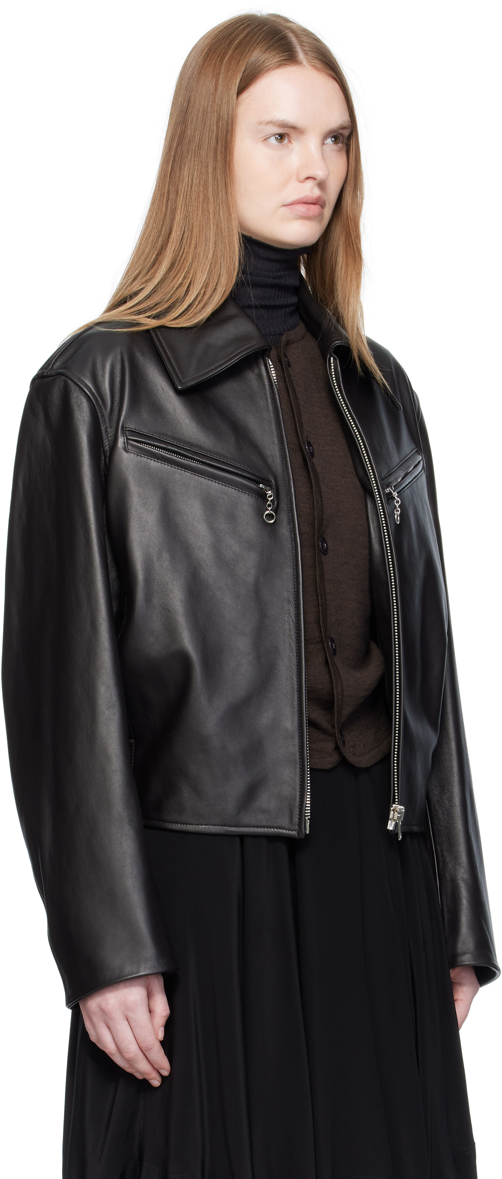 lemaire レザーブルゾン レザーブルゾン - Charred Oak - Tumbled Cow Leather - メンズ | LEMAIRE