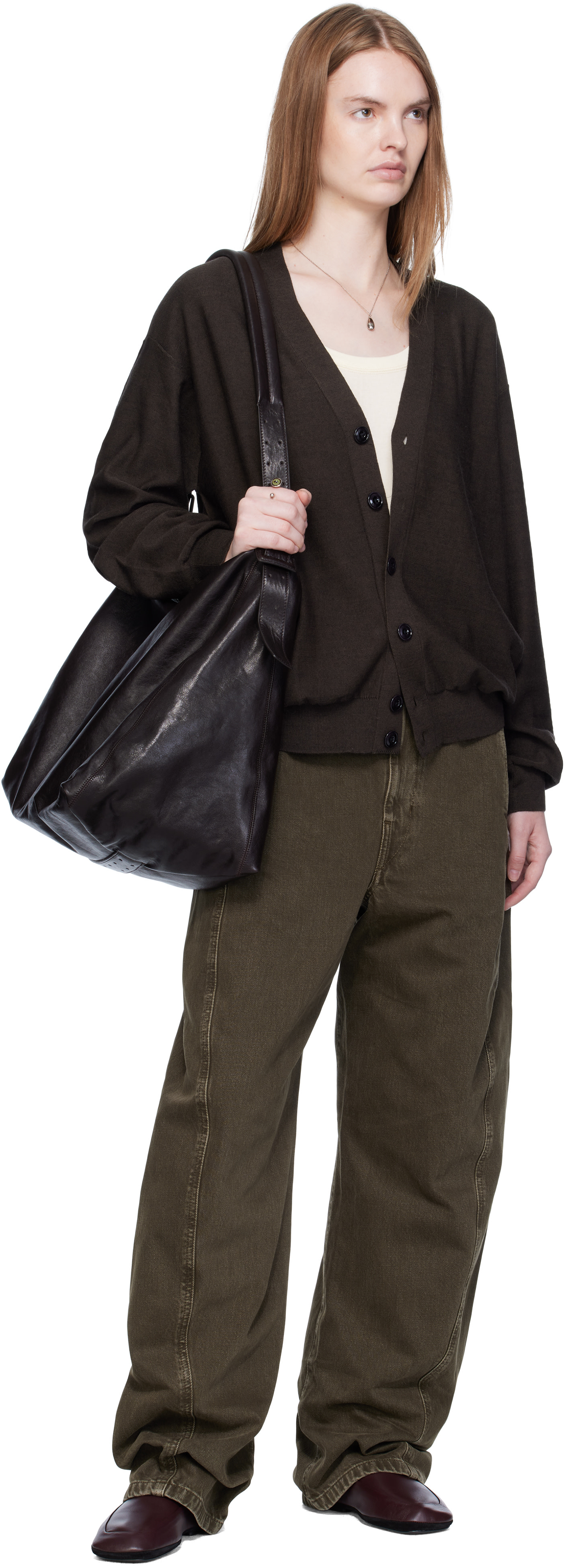 A18387 美品 コムコム 07AW ライトメルトンバルーンショーツ 緑SS LEMAIRE: Green Twisted Belted Jeans | SSENSE
