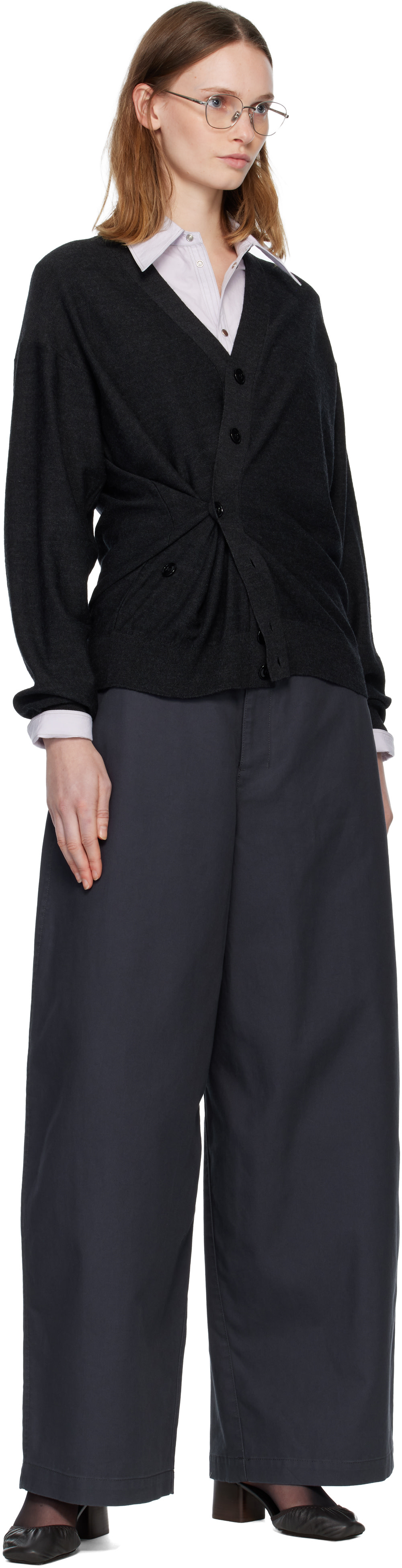 LEMAIRE: Gray Relaxed Twisted Cardigan | SSENSE