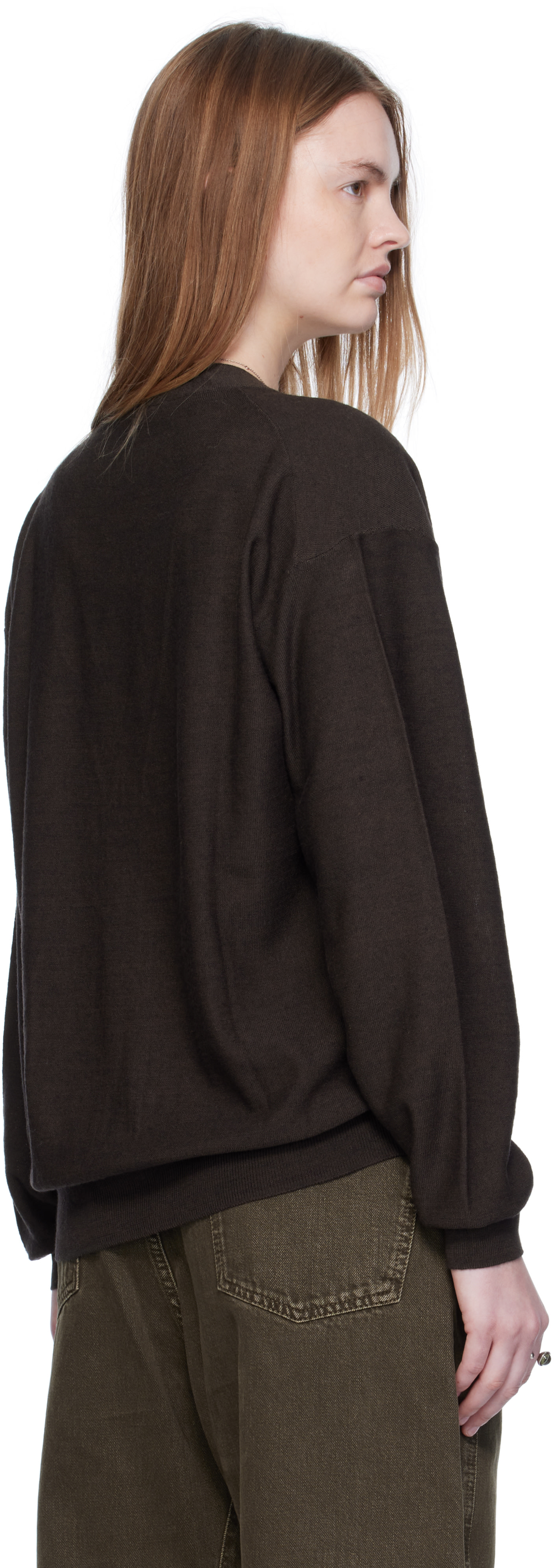LEMAIRE: Brown Relaxed Twisted Cardigan | SSENSE