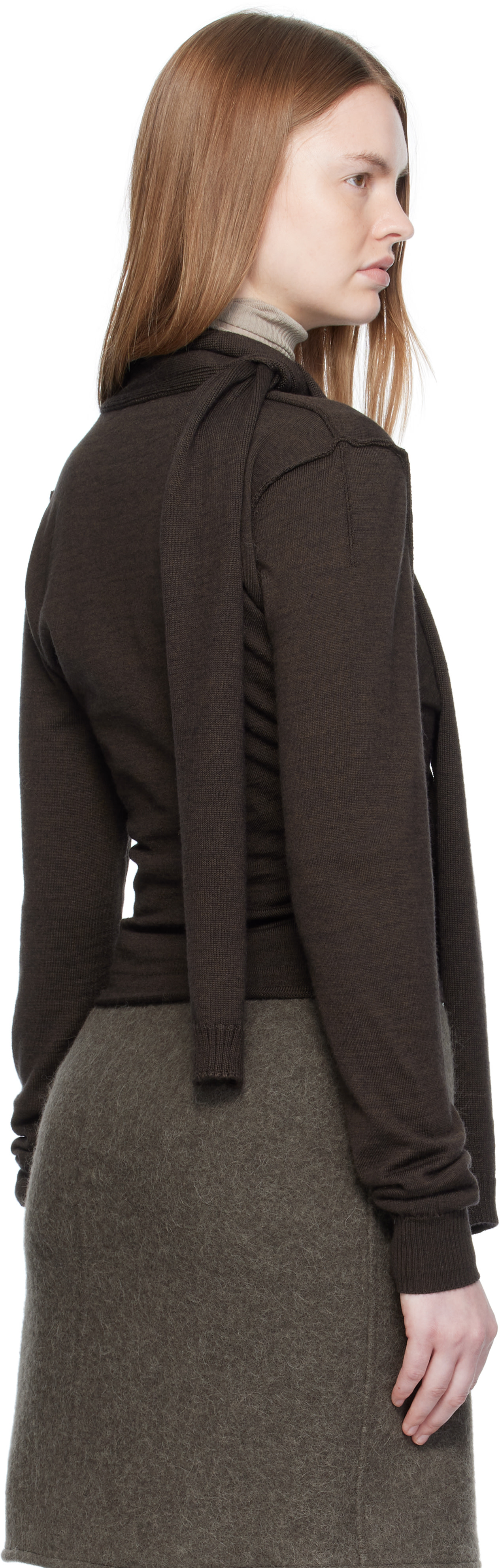LEMAIRE: Brown Twisted Scarf Cardigan | SSENSE