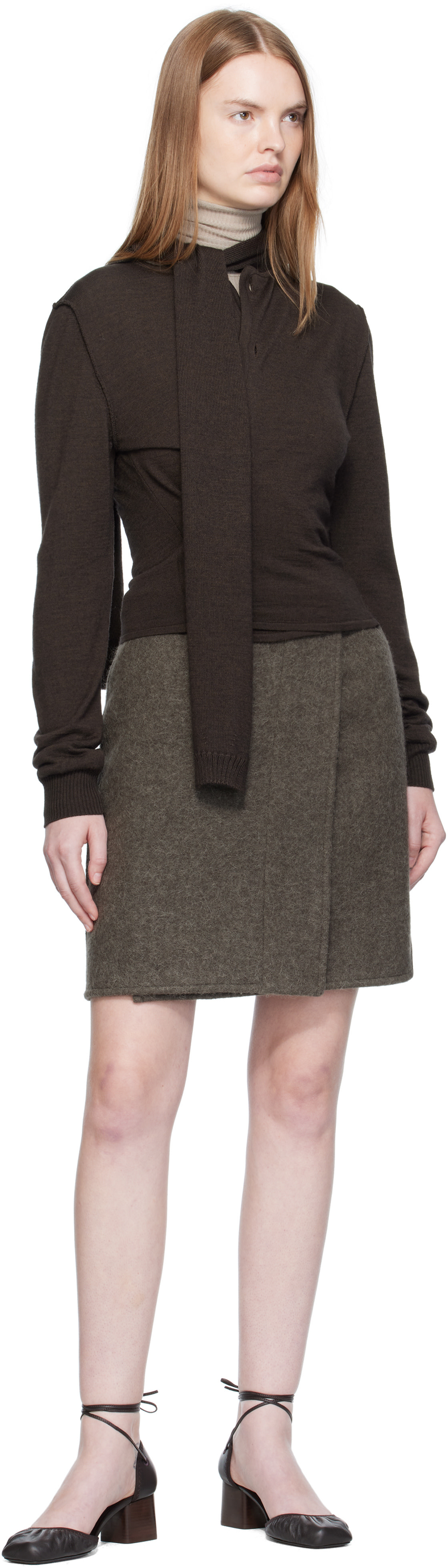 Lemaire Twisted Cardigan with Scarf in Merino Blend