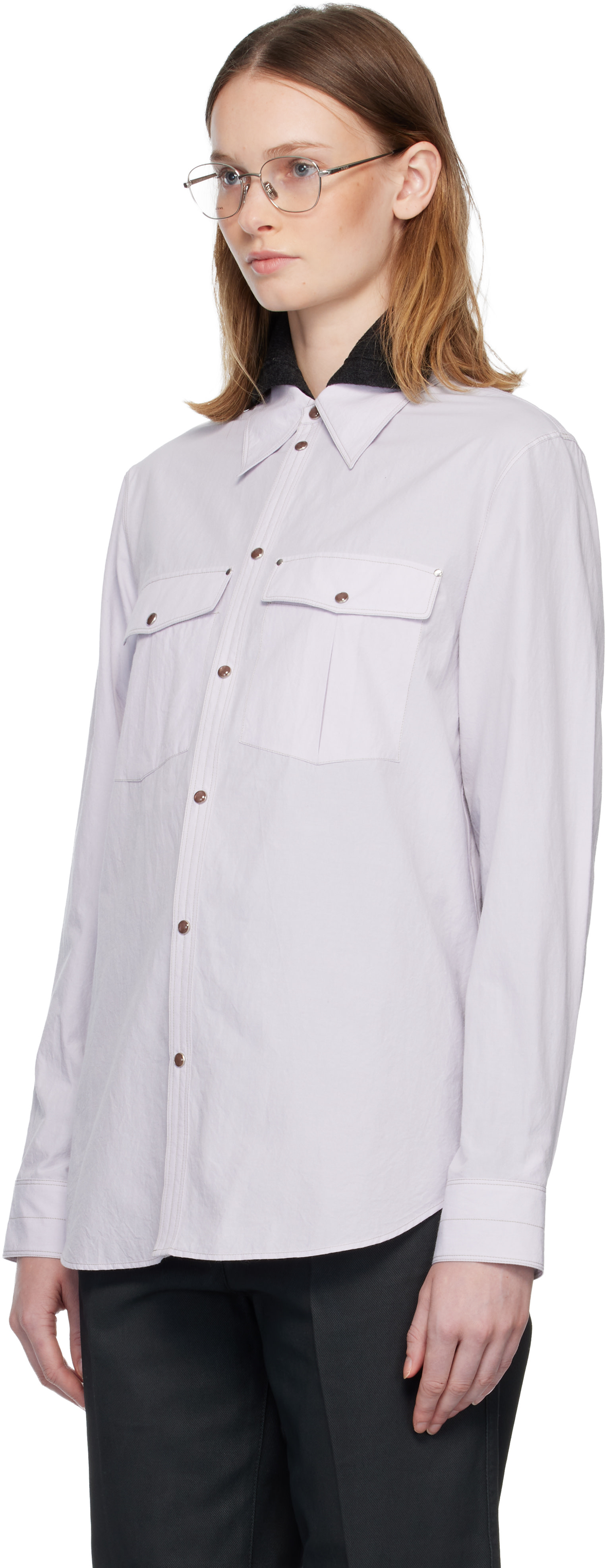 LEMAIRE: Purple Chest-Pocket Fitted Shirt | SSENSE Canada