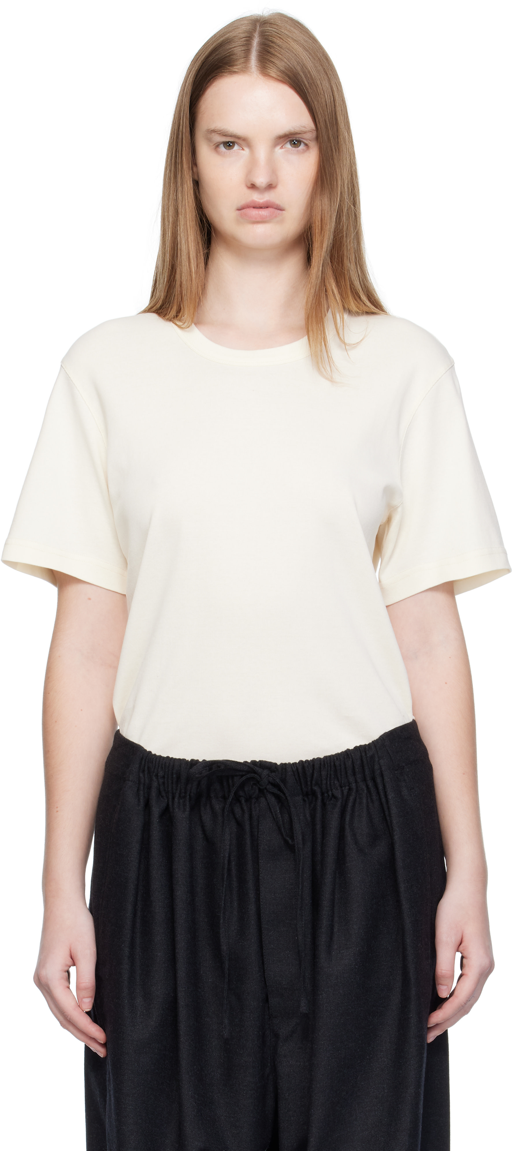 LEMAIRE: Off-White Rib T-shirt | SSENSE