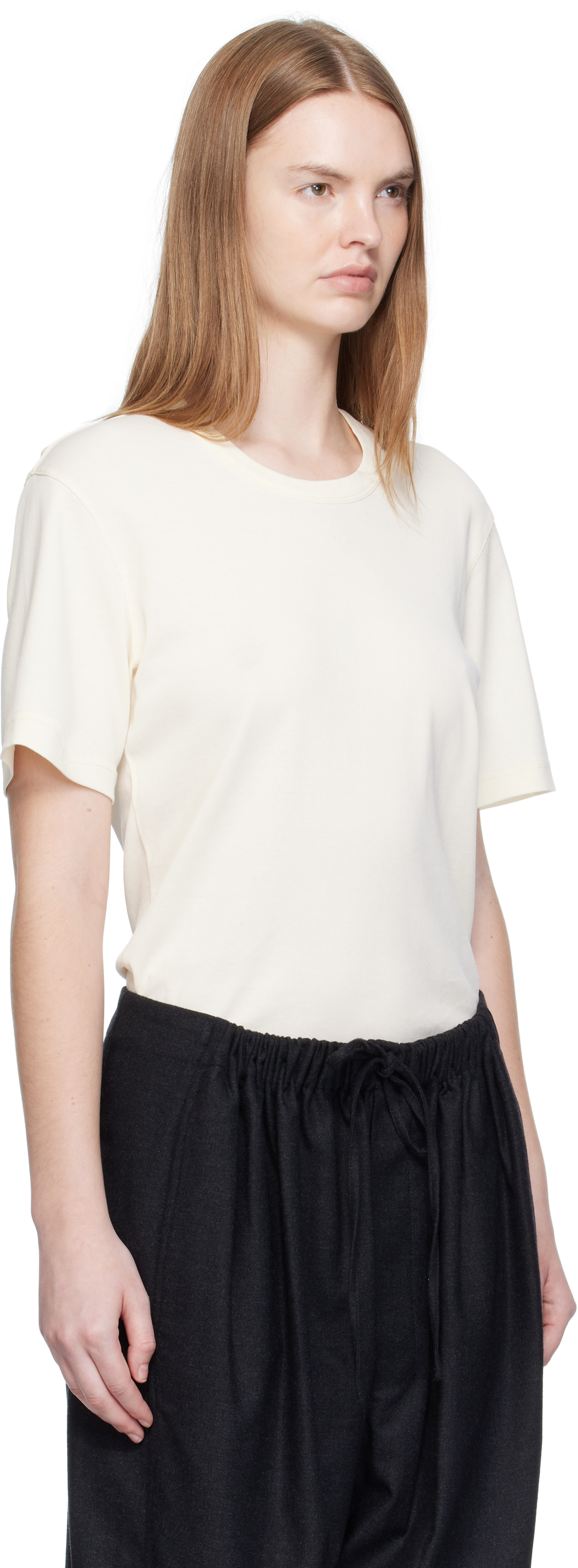 LEMAIRE: Off-White Rib T-shirt | SSENSE