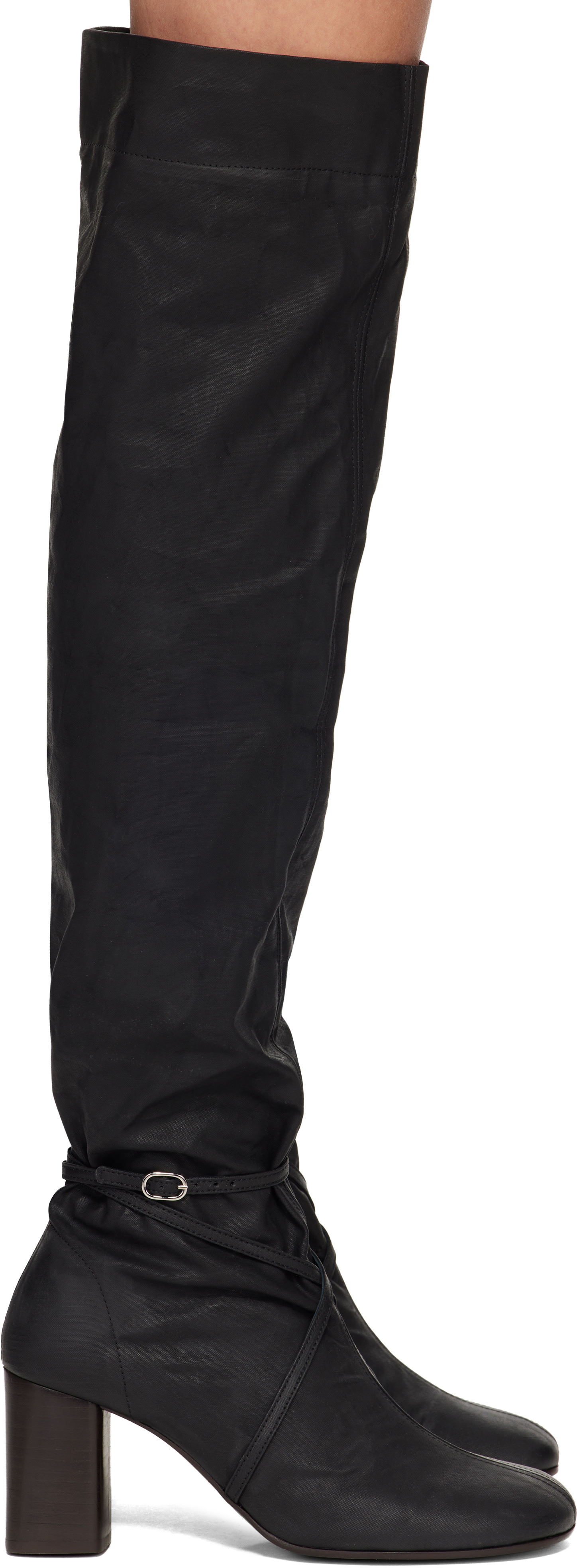 LEMAIRE: Black Knotted Anatomic 80 Boots | SSENSE