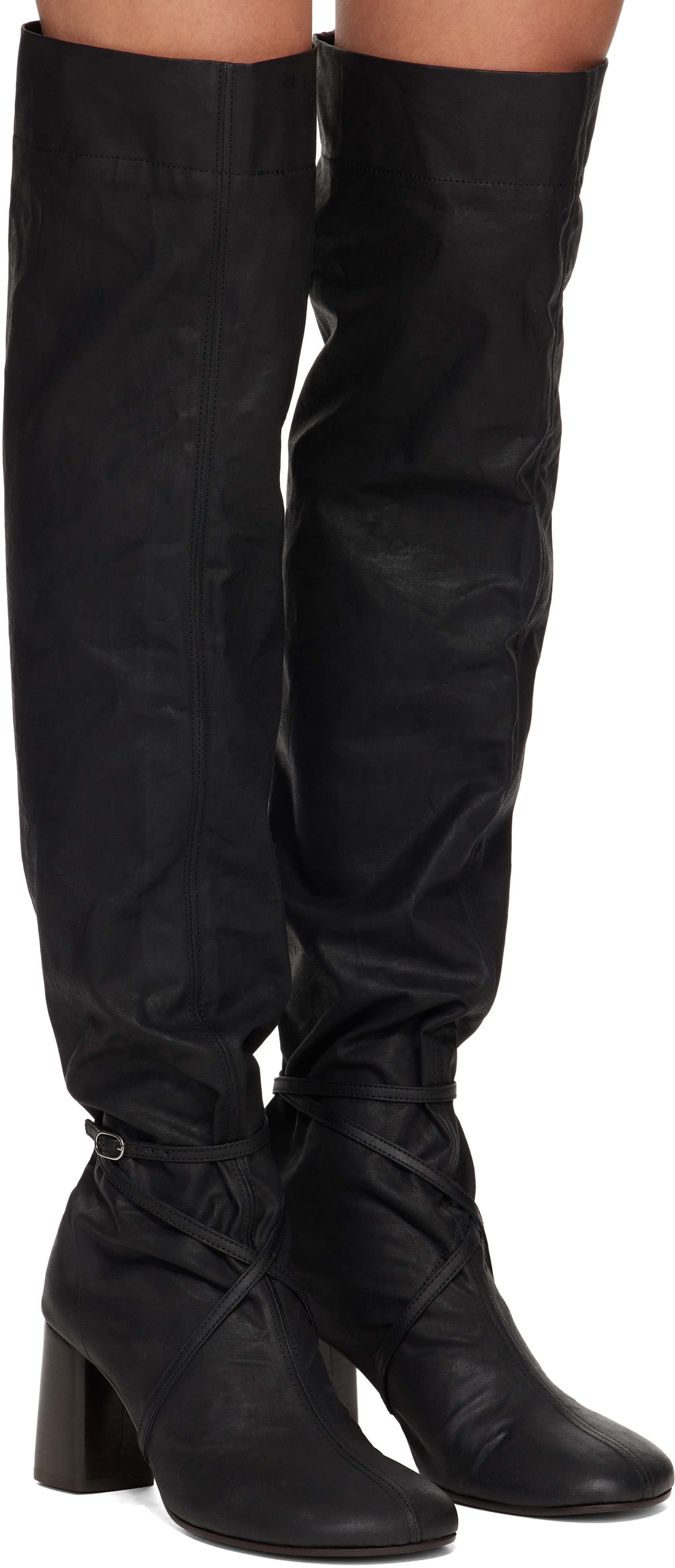 LEMAIRE: ブラック Knotted Anatomic 80 ブーツ | SSENSE 日本