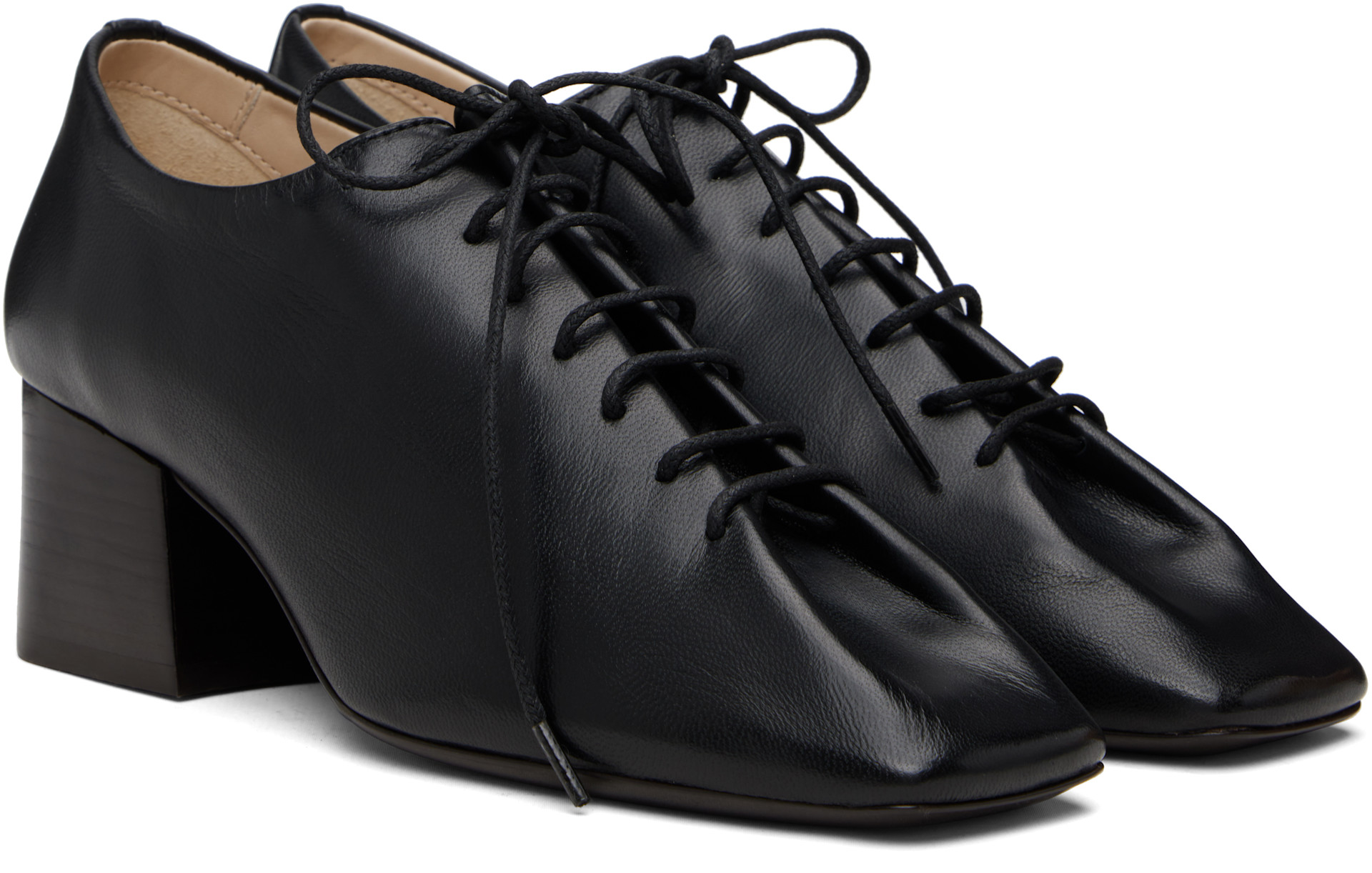 LEMAIRE: Black Souris Classic Derby Heels | SSENSE