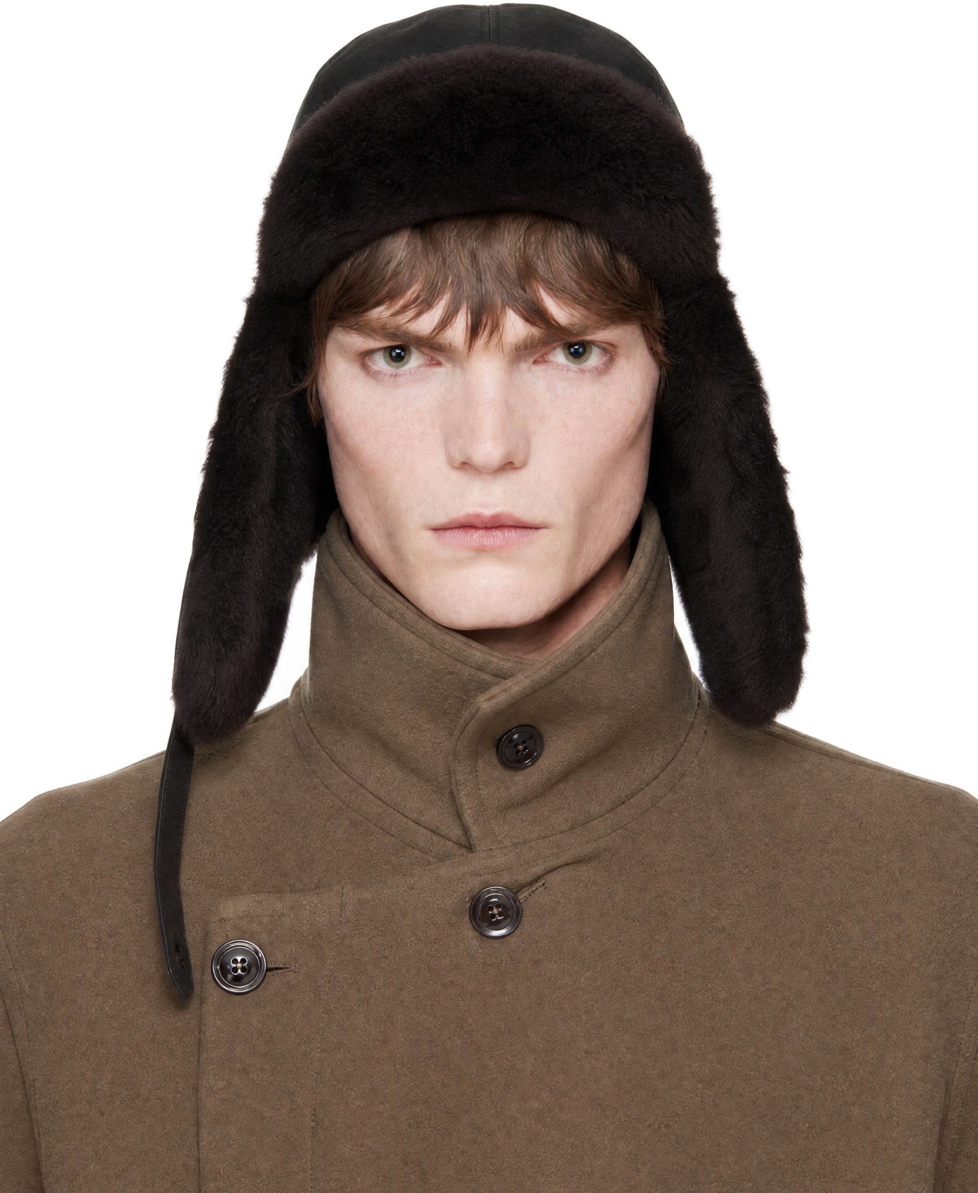 LEMAIRE - Black Chapka Reversible Shearling Aviator Hat