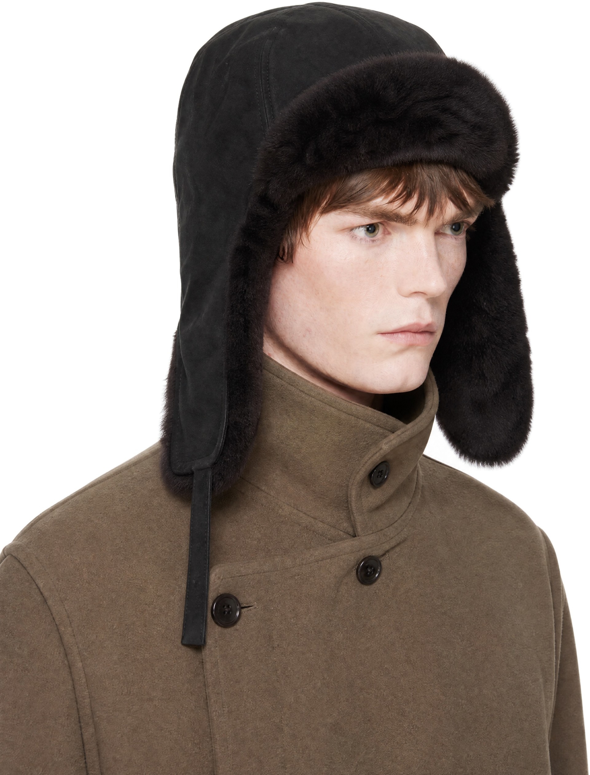 LEMAIRE - Black Chapka Reversible Shearling Aviator Hat